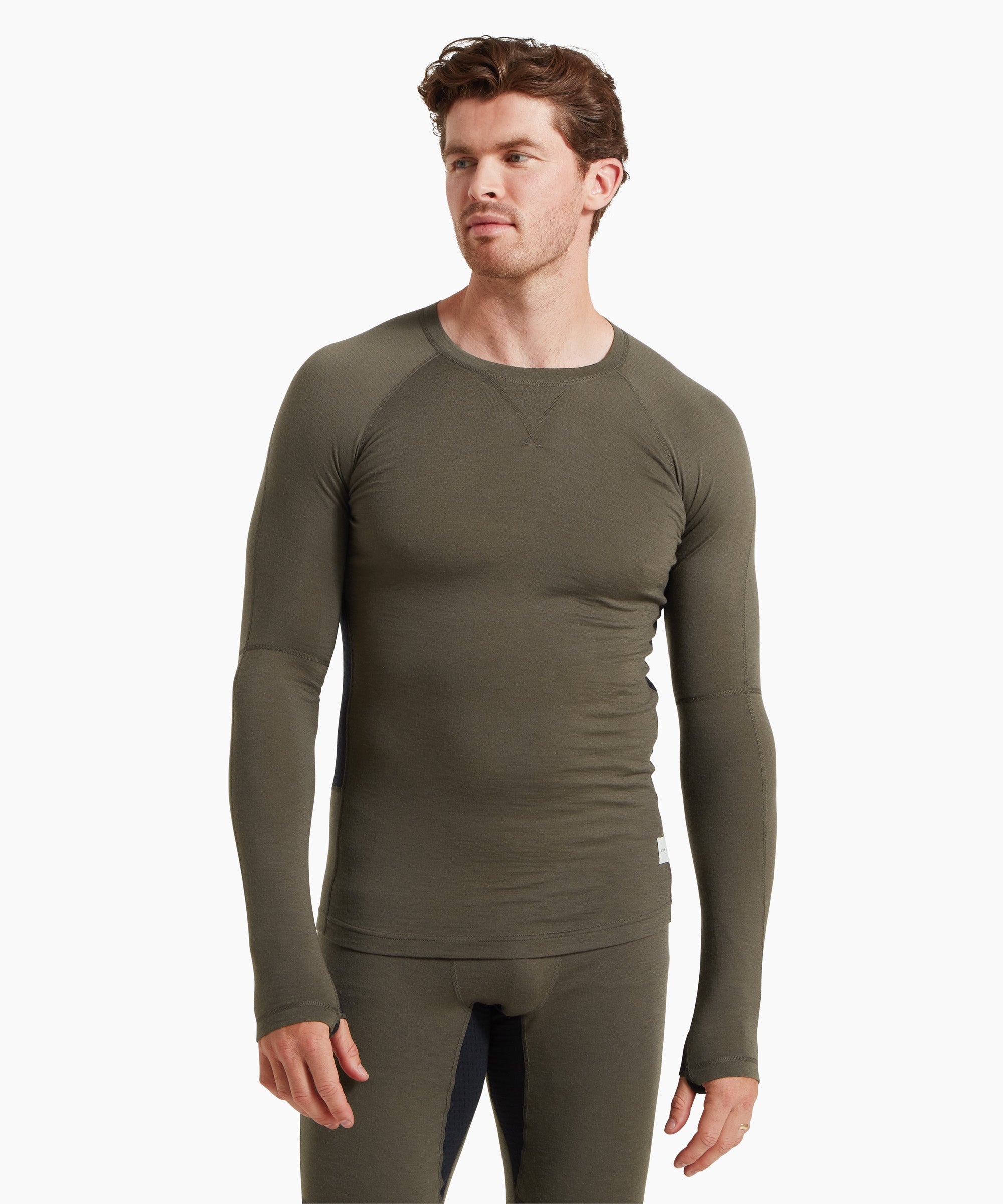 Mens Flatiron 185 Crew - Deep Olive/Black