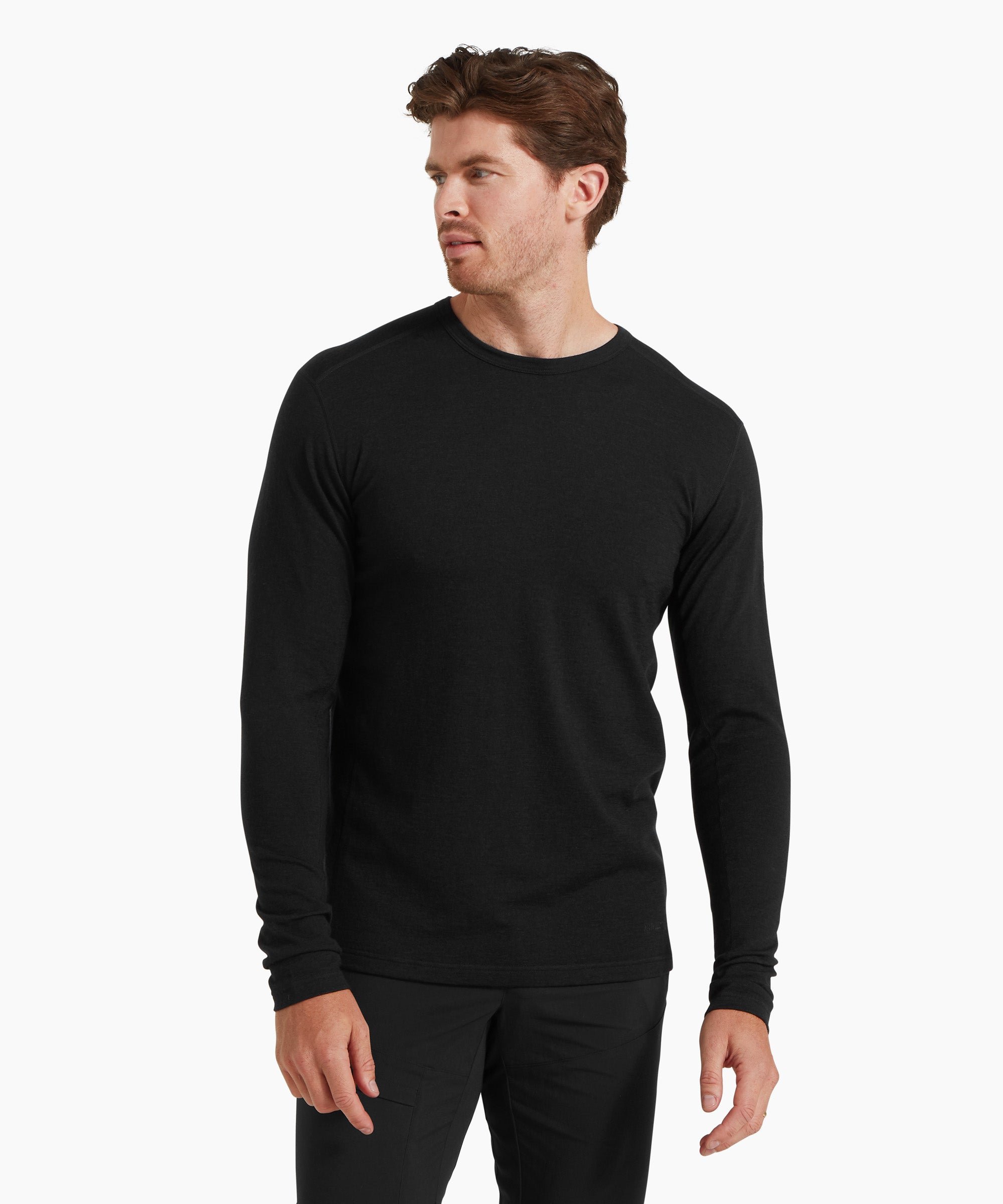Mens Redstone 185 Long Sleeve Crew - Black