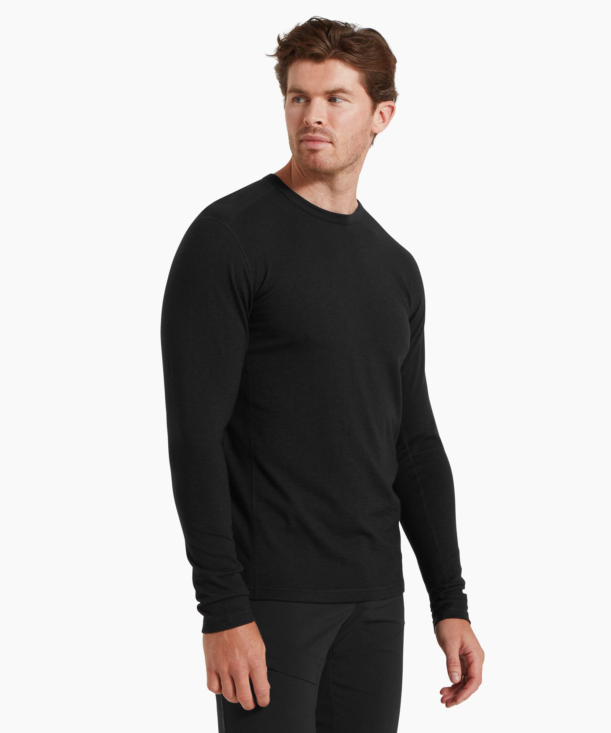 Mens Redstone 185 Long Sleeve Crew - Black
