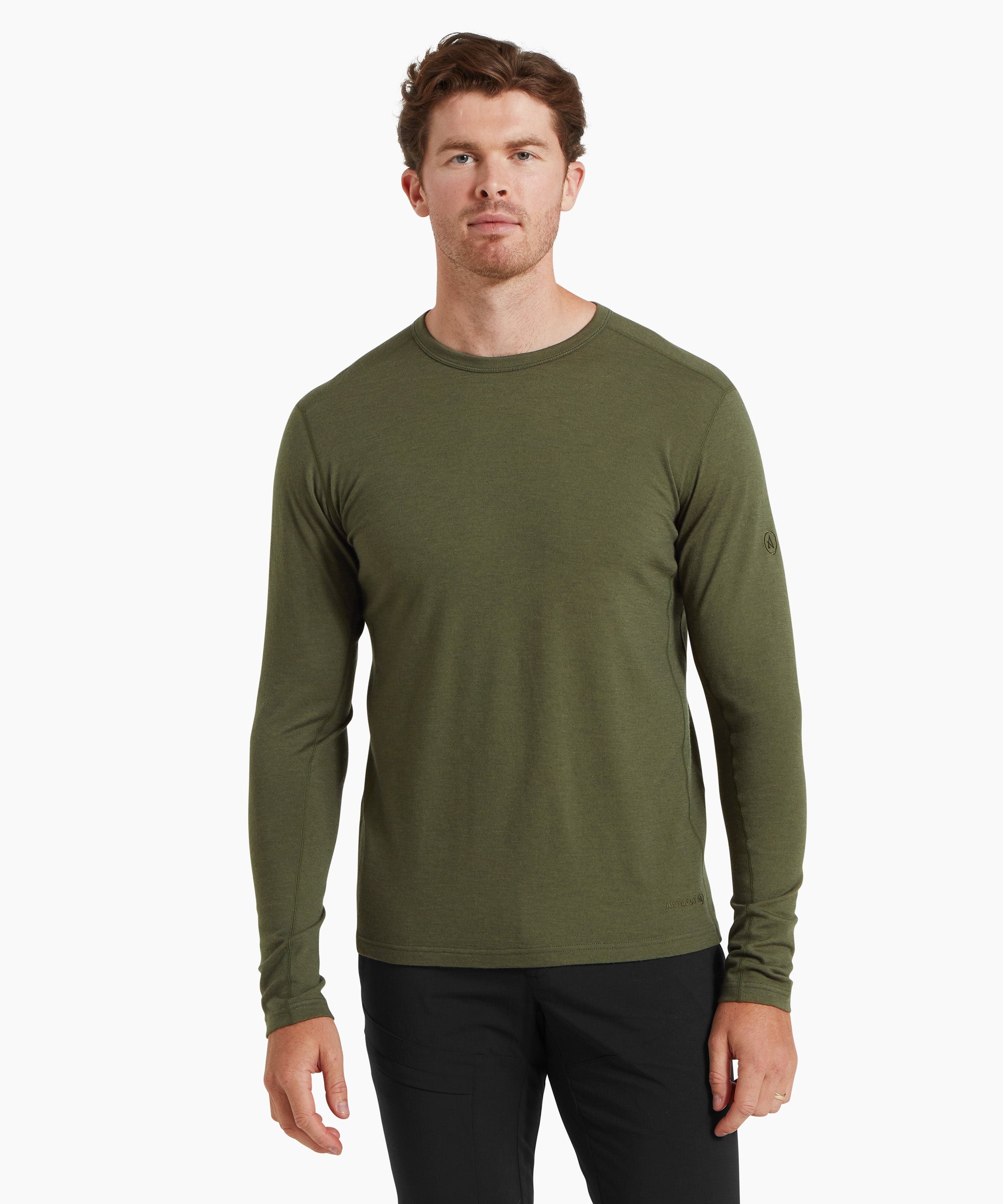 Mens Redstone 185 Long Sleeve Crew - Deep Green