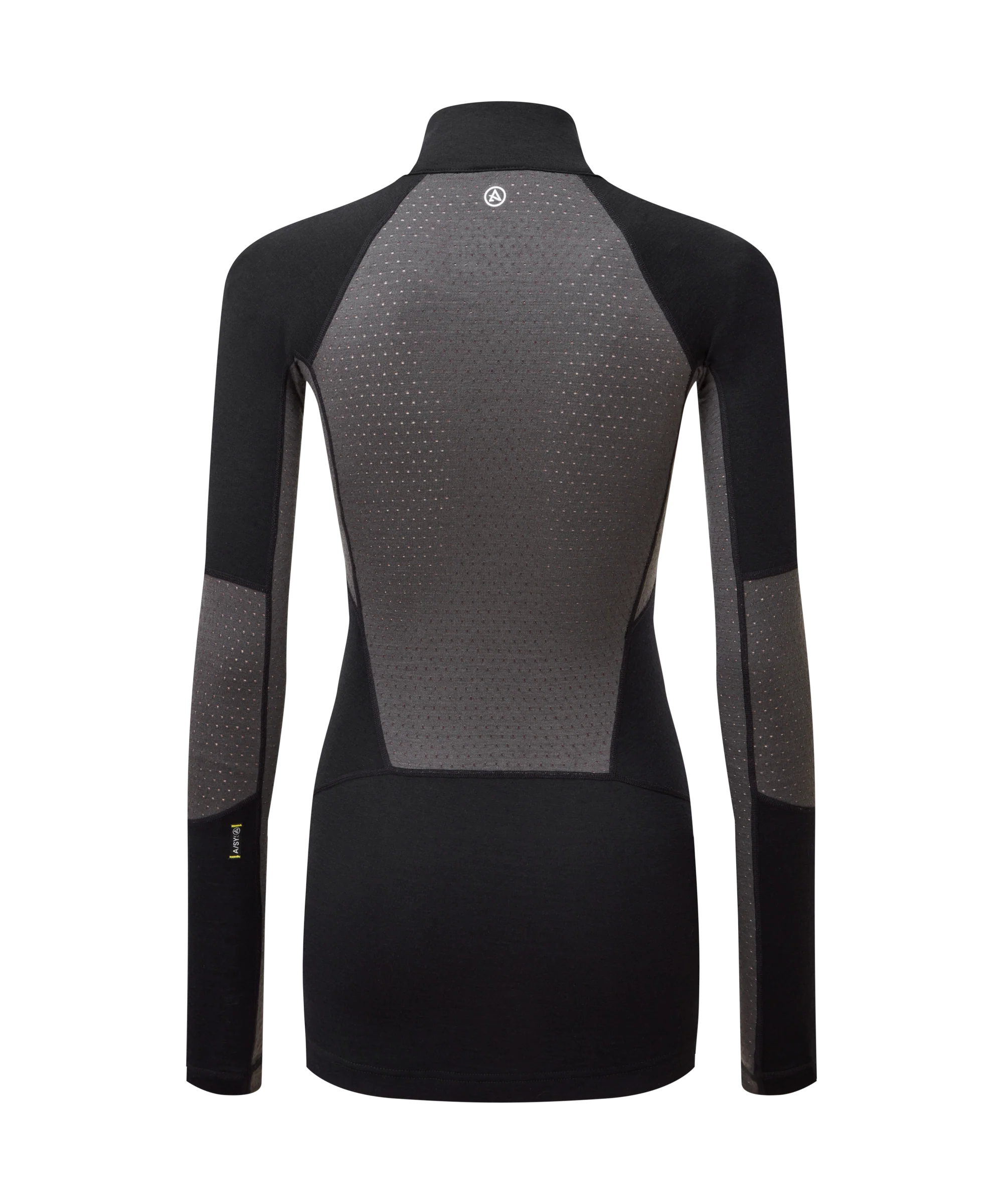 Artilect Performance Womens Darkhorse 185 Zoned Quarter Zip Top Black from the back