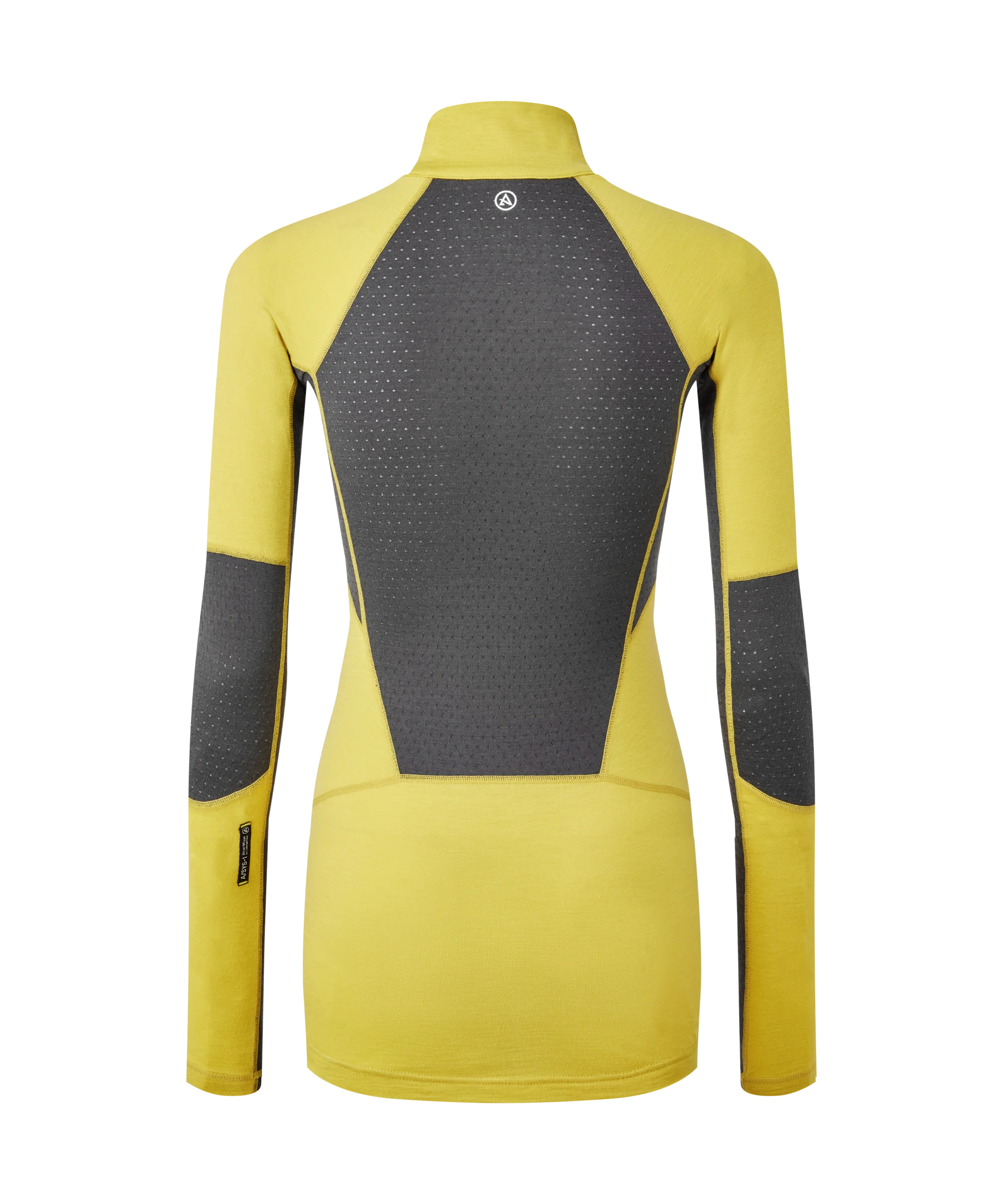 Artilect Performance Womens Darkhorse 185 Zoned Quarter Zip Top Yellow from the back