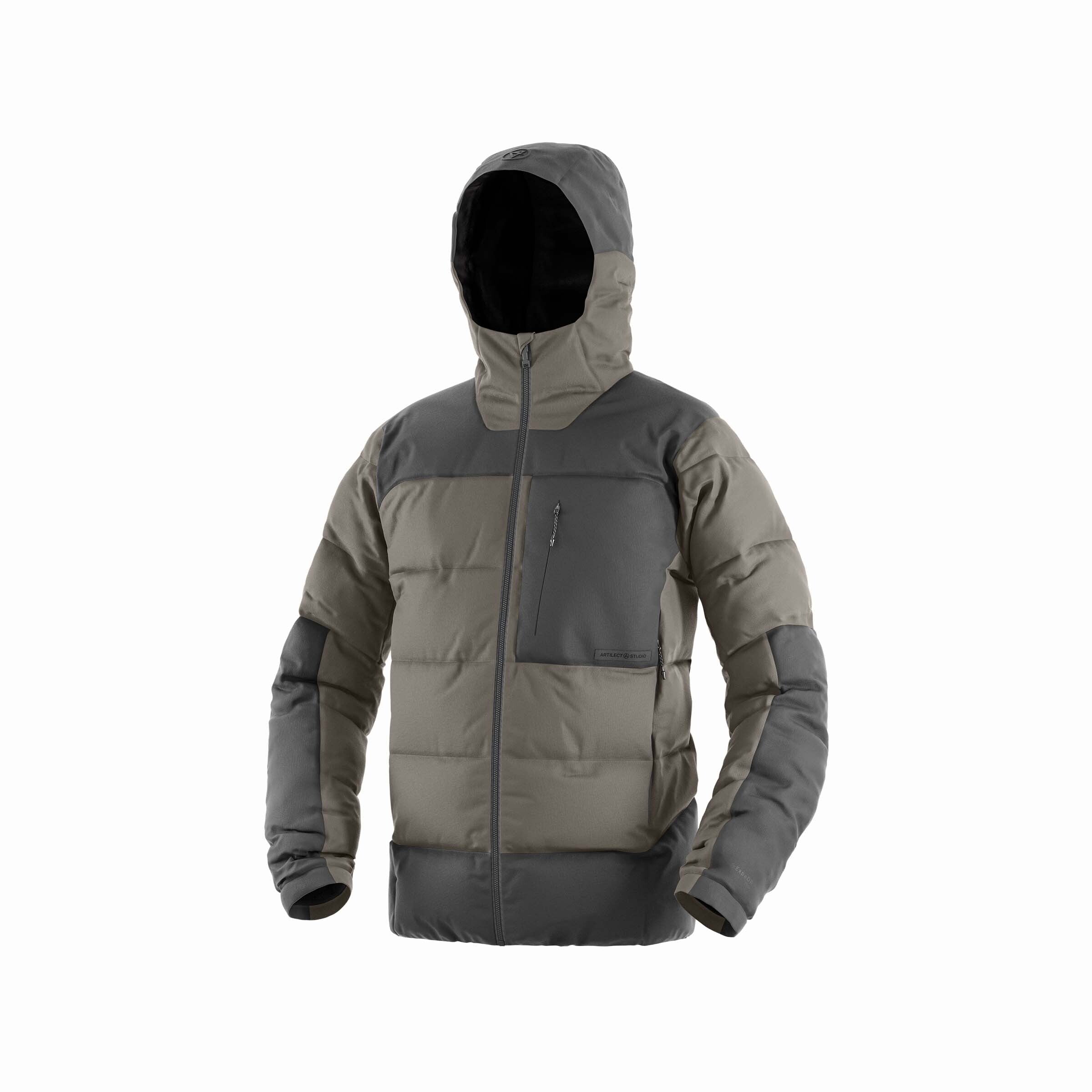 Mens High AF Down Stretch Parka - Clay/Ash