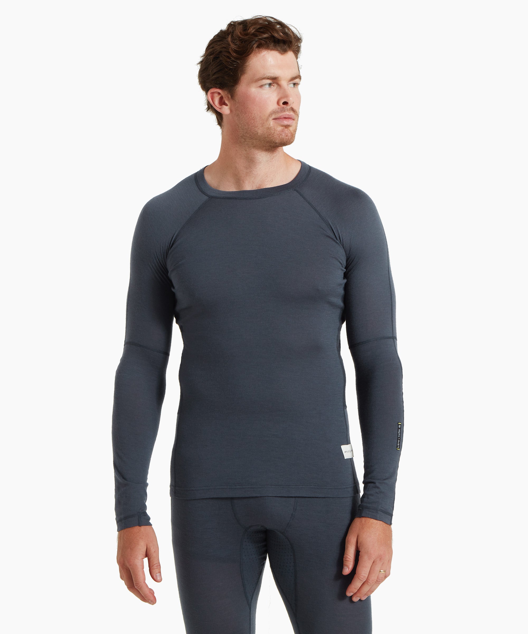 Mens Boulder 125 Long Sleeve Crew - Dusk Blue/Black