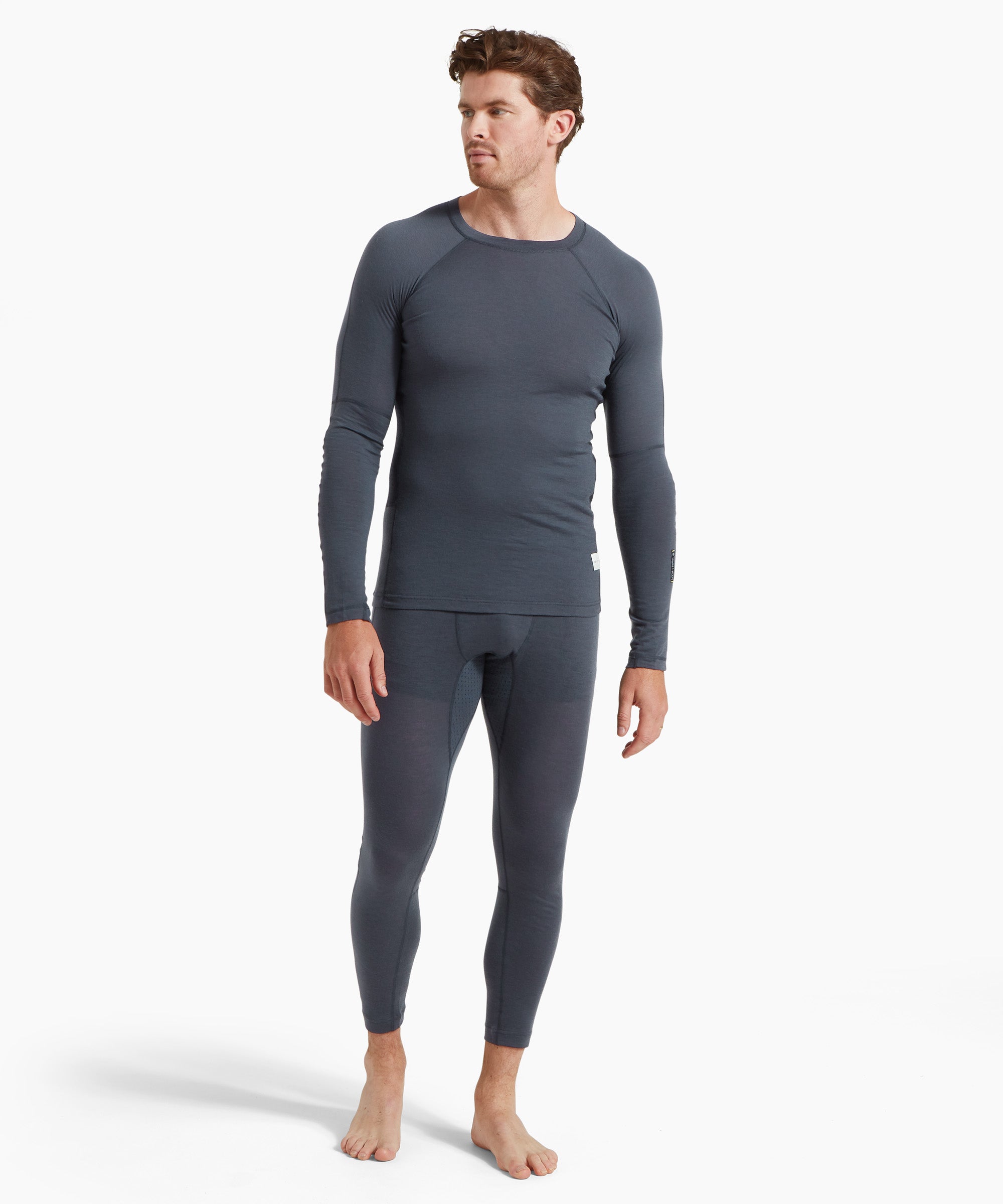 Mens Boulder 125 Long Sleeve Crew - Dusk Blue/Black