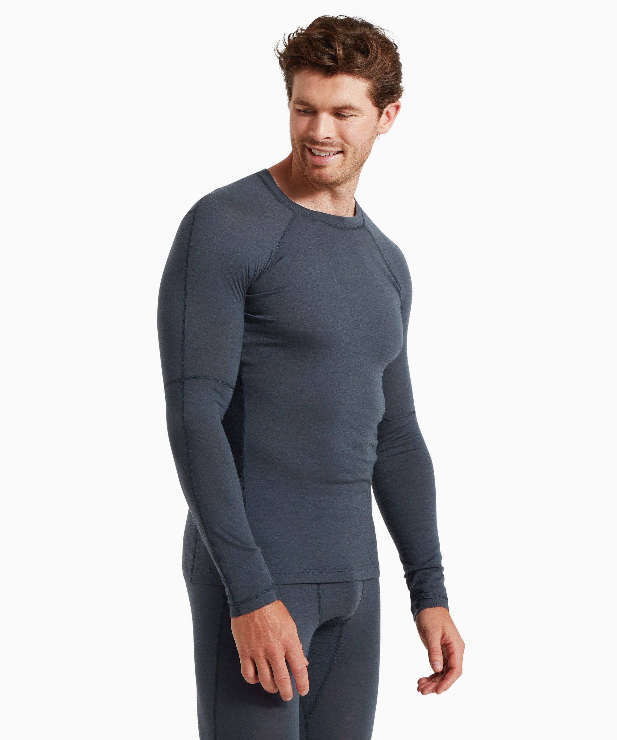 Mens Boulder 125 Long Sleeve Crew - Dusk Blue/Black