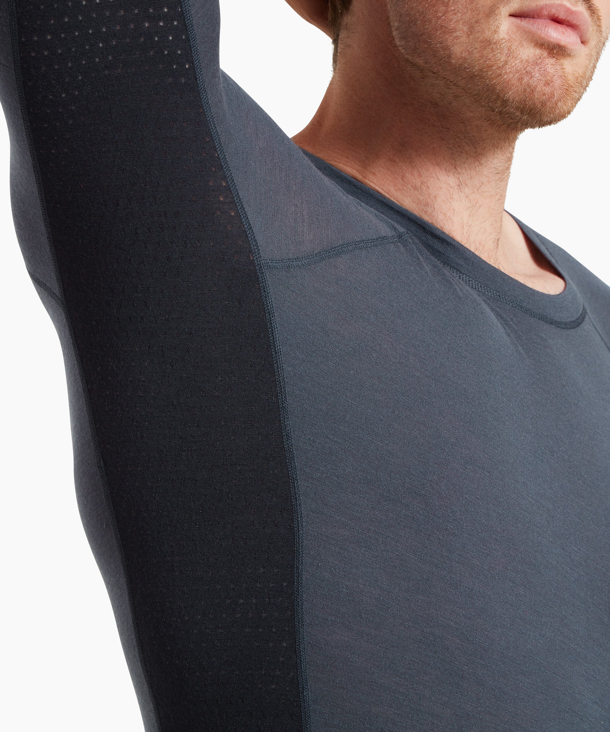 Mens Boulder 125 Long Sleeve Crew - Dusk Blue/Black