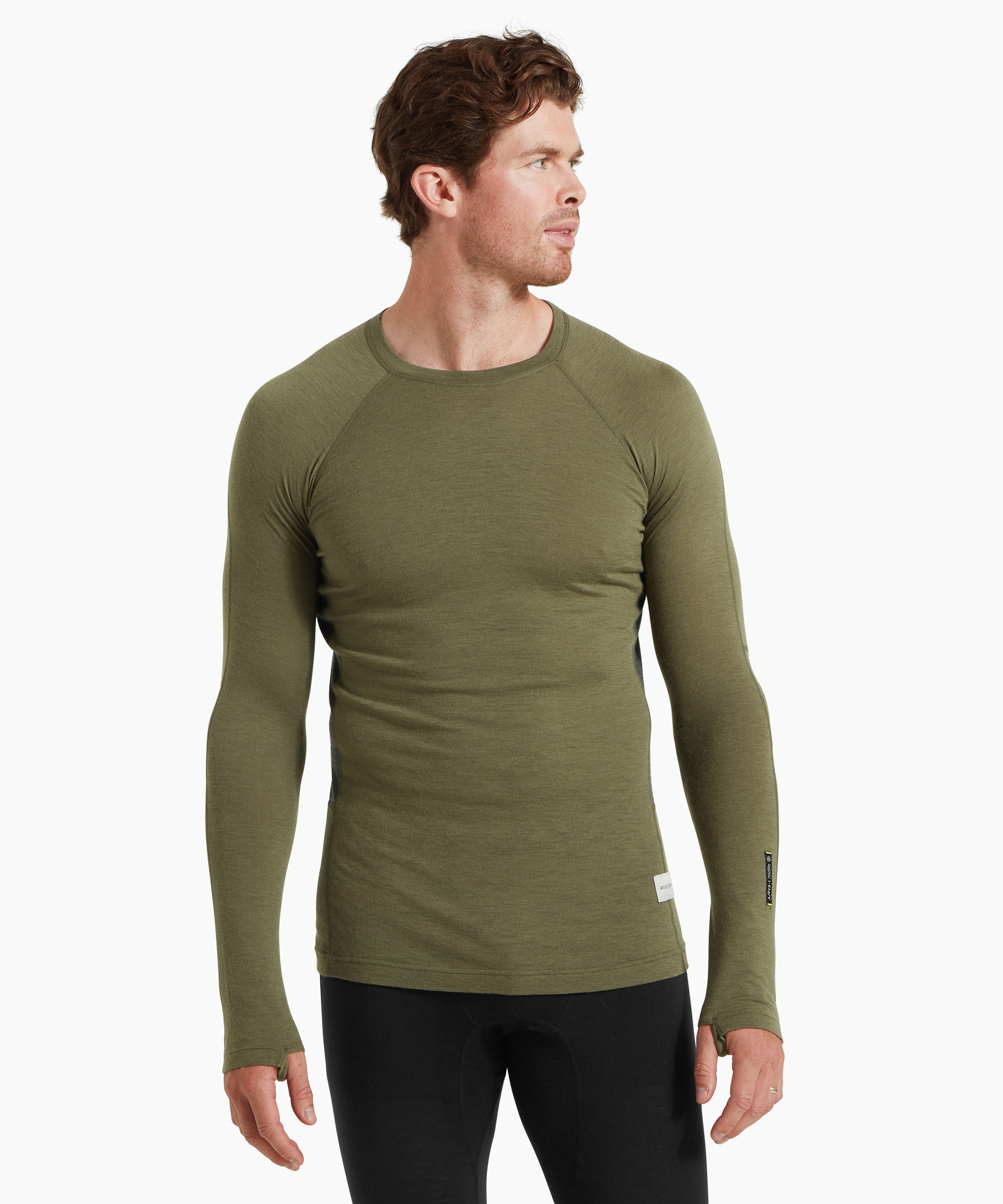 Mens Boulder 125 Long Sleeve Crew - Kalamata/Ash