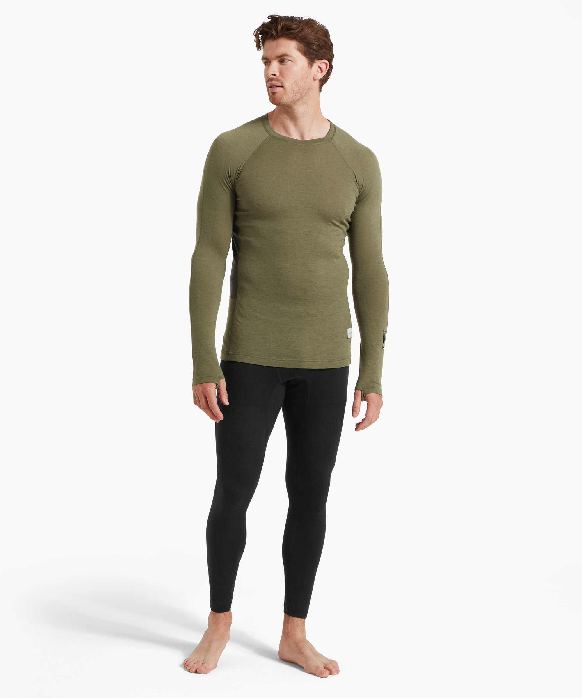 Mens Boulder 125 Long Sleeve Crew - Kalamata/Ash