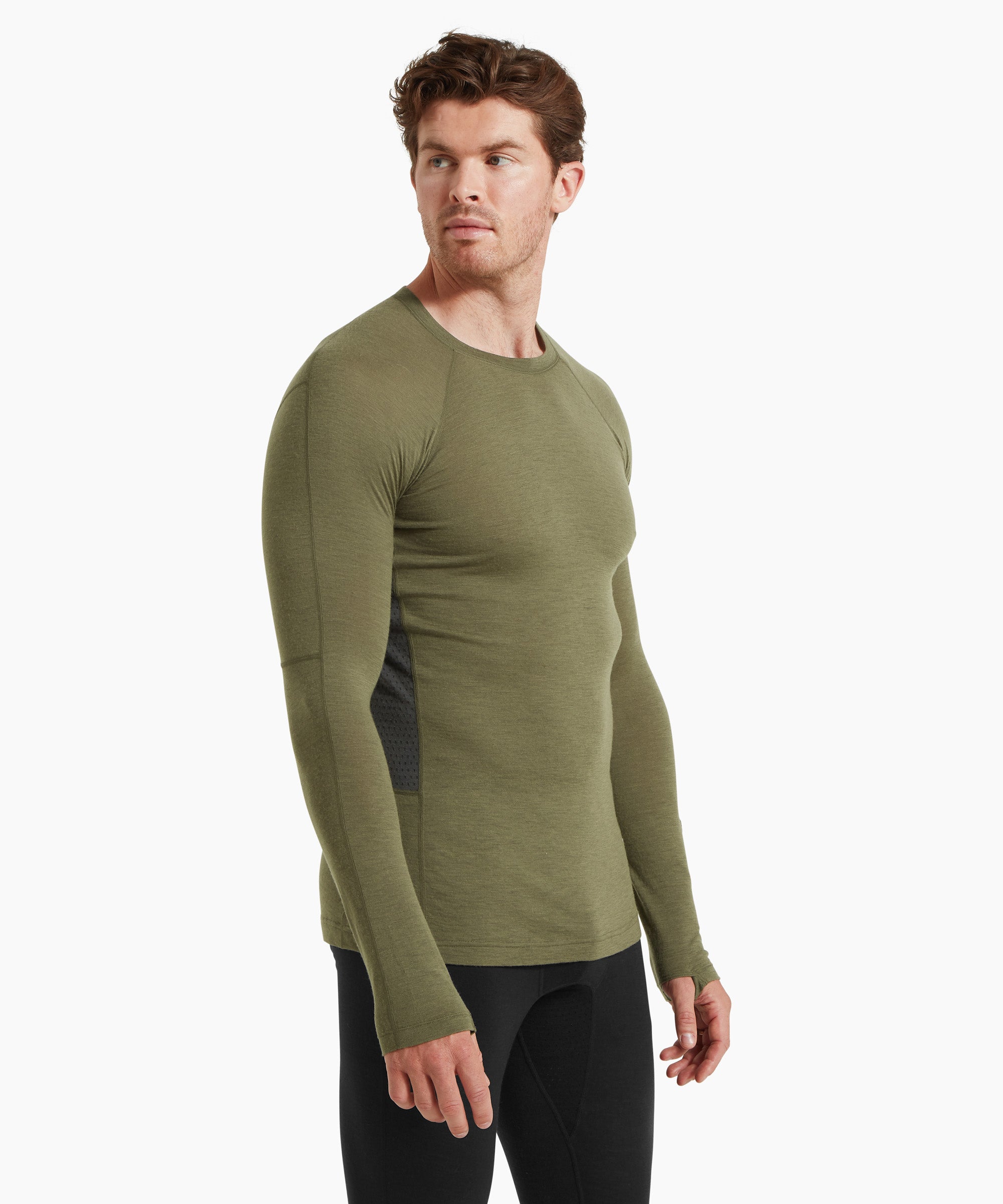 Mens Boulder 125 Long Sleeve Crew - Kalamata/Ash
