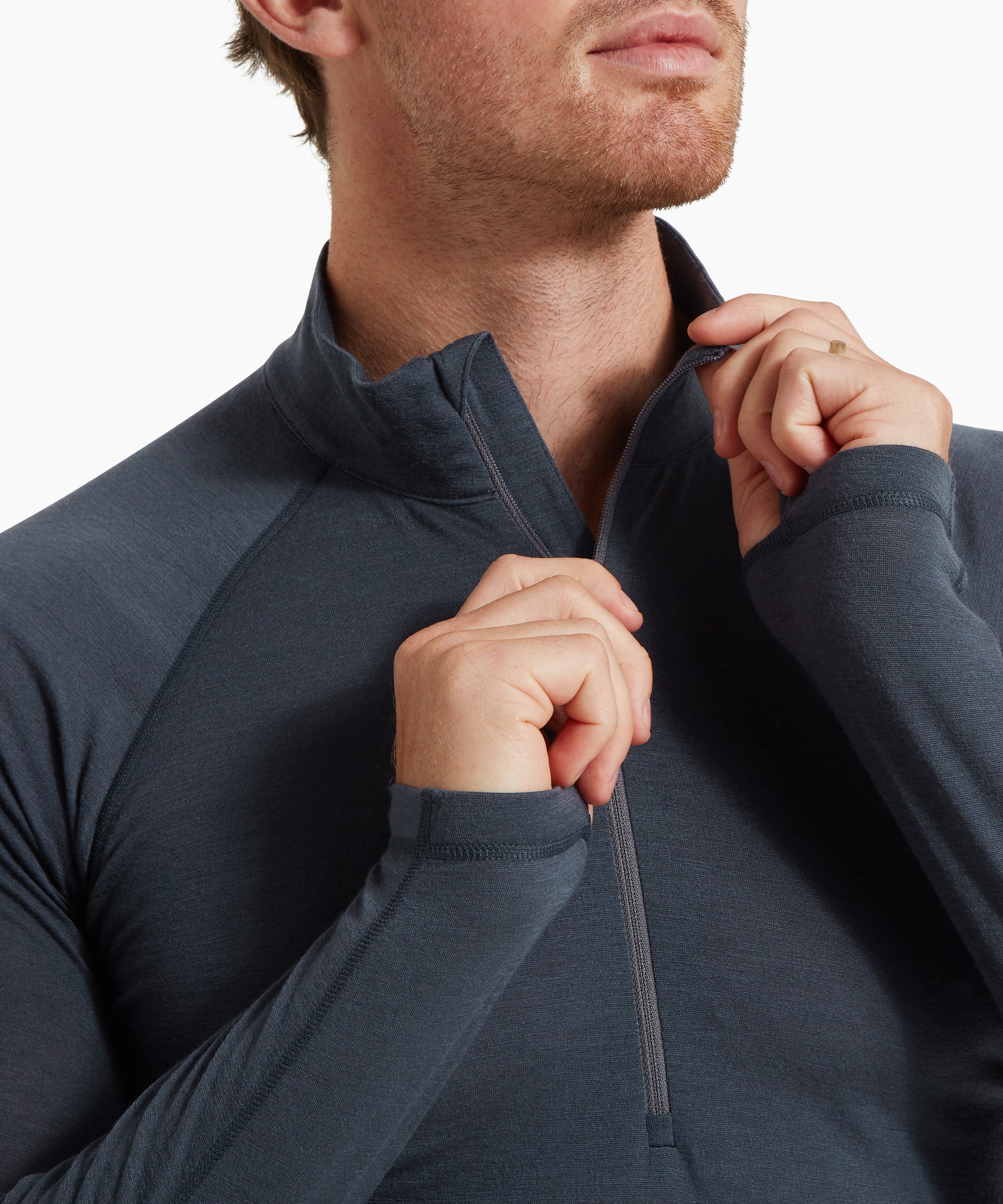Mens Boulder 125 Quarter Zip Top - Dusk Blue/Black
