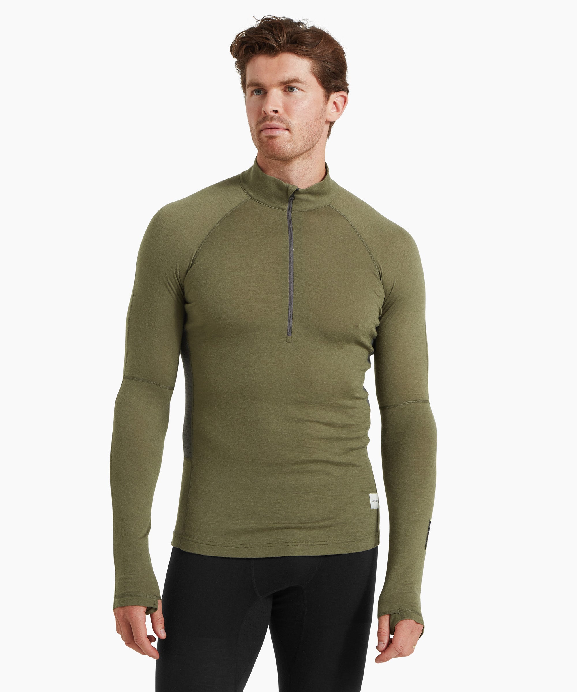 Mens Boulder 125 Quarter Zip Top - Kalamata/Ash