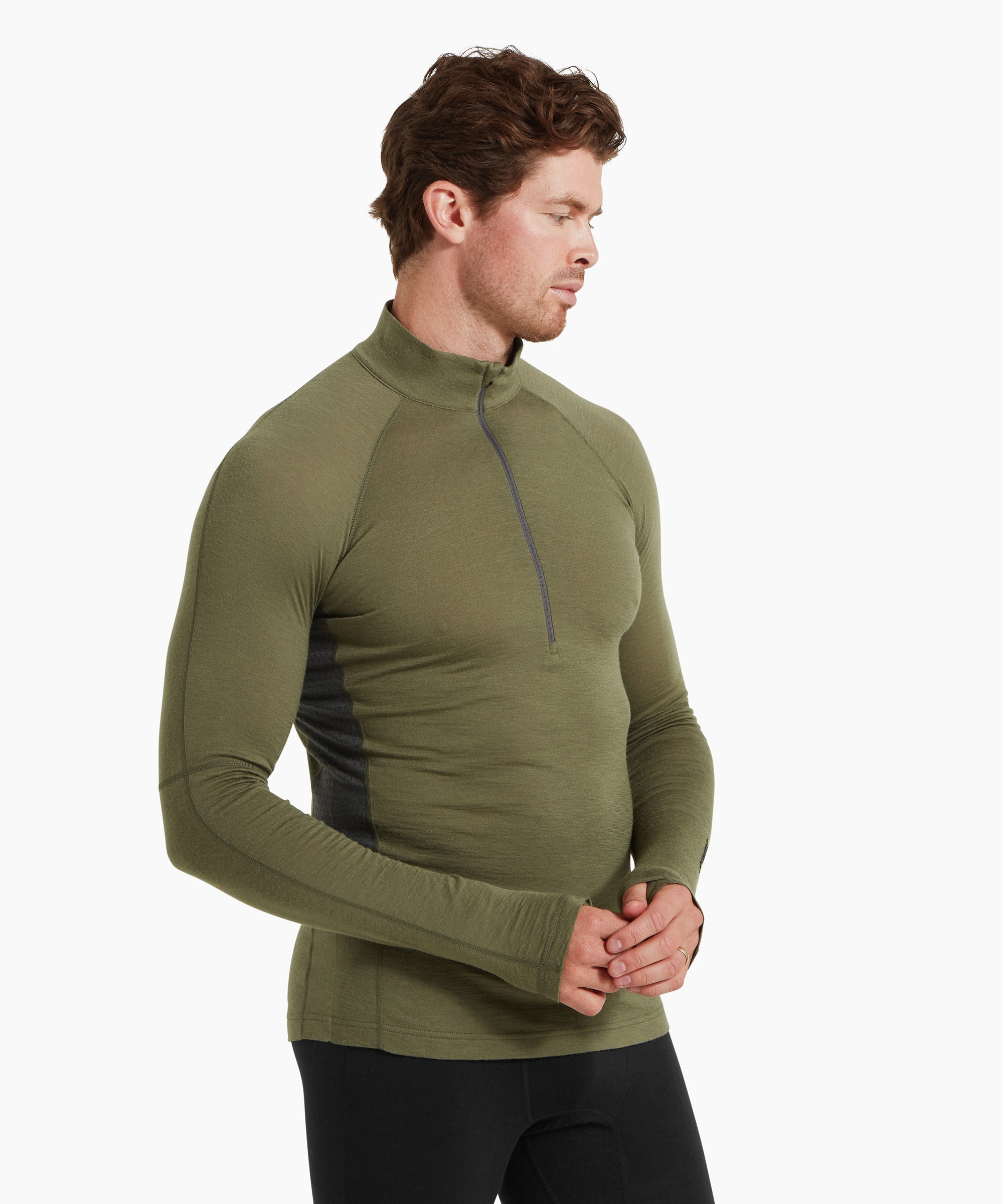 Mens Boulder 125 Quarter Zip Top - Kalamata/Ash