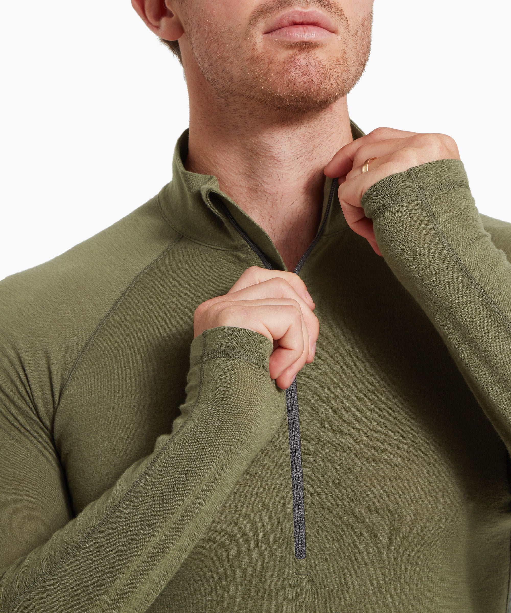 Mens Boulder 125 Quarter Zip Top - Kalamata/Ash