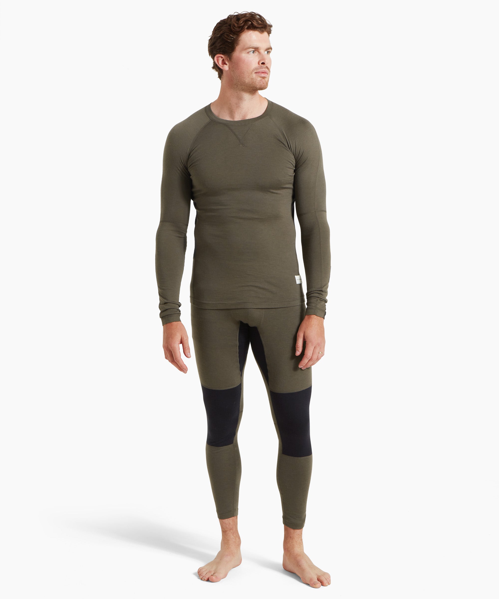 Mens Flatiron 185 Crew - Deep Olive/Black