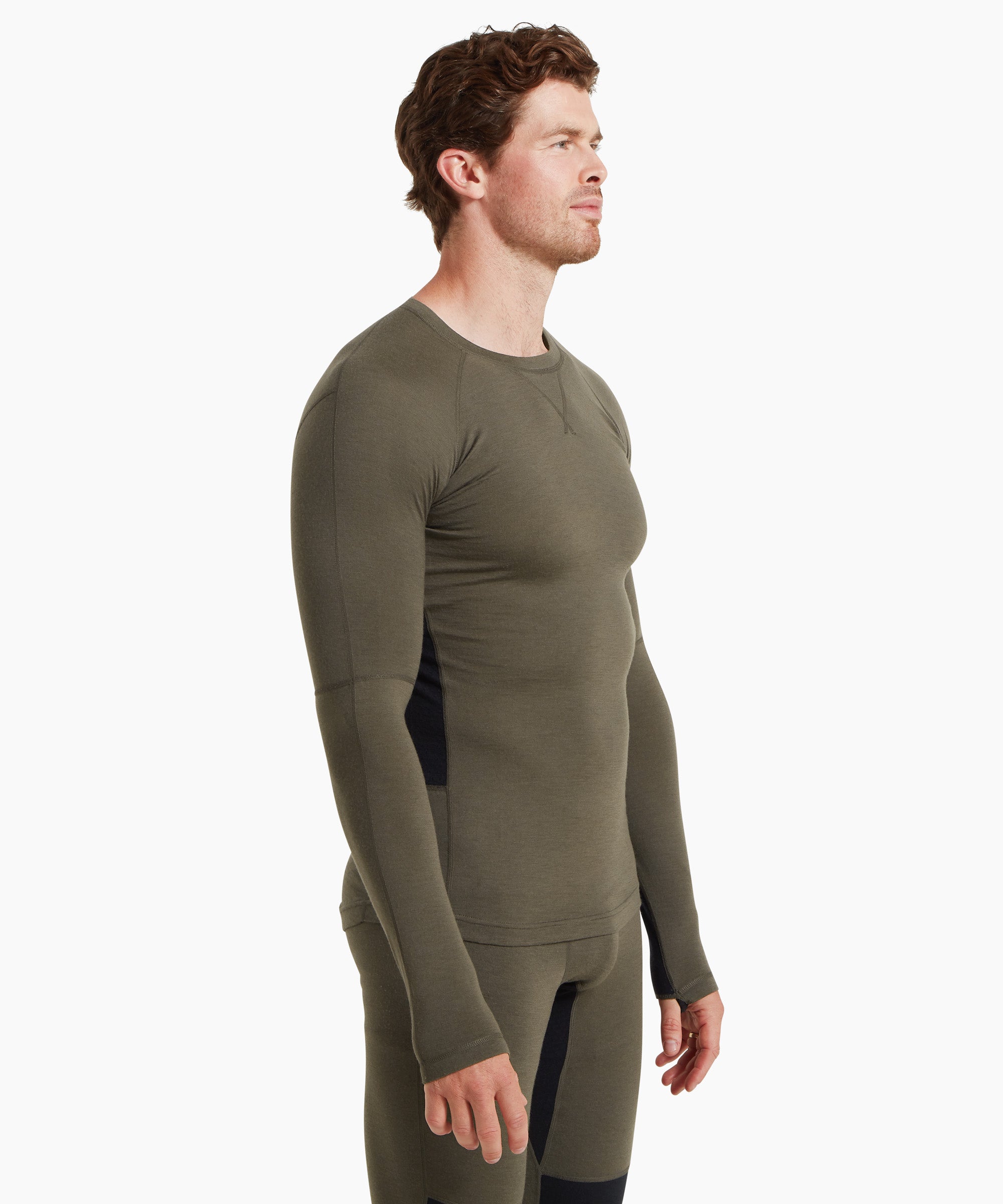 Mens Flatiron 185 Crew - Deep Olive/Black