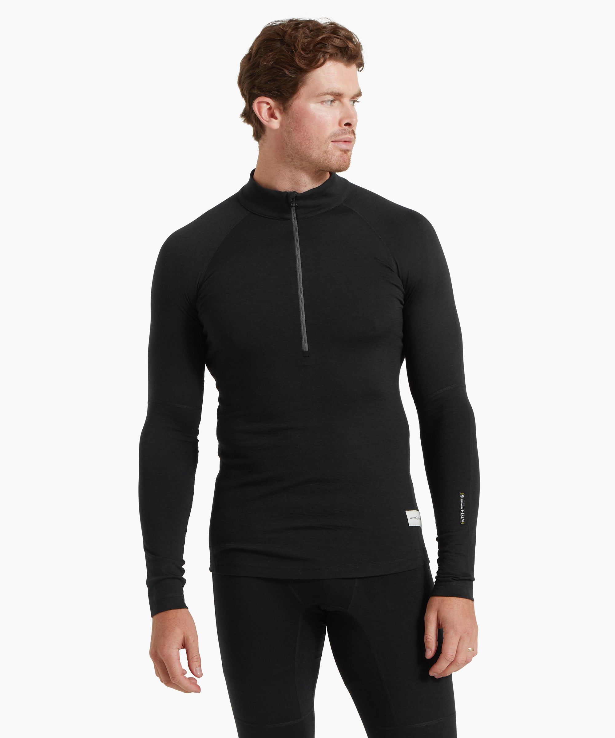 Mens Flatiron 185 Quarter Zip Top - Black