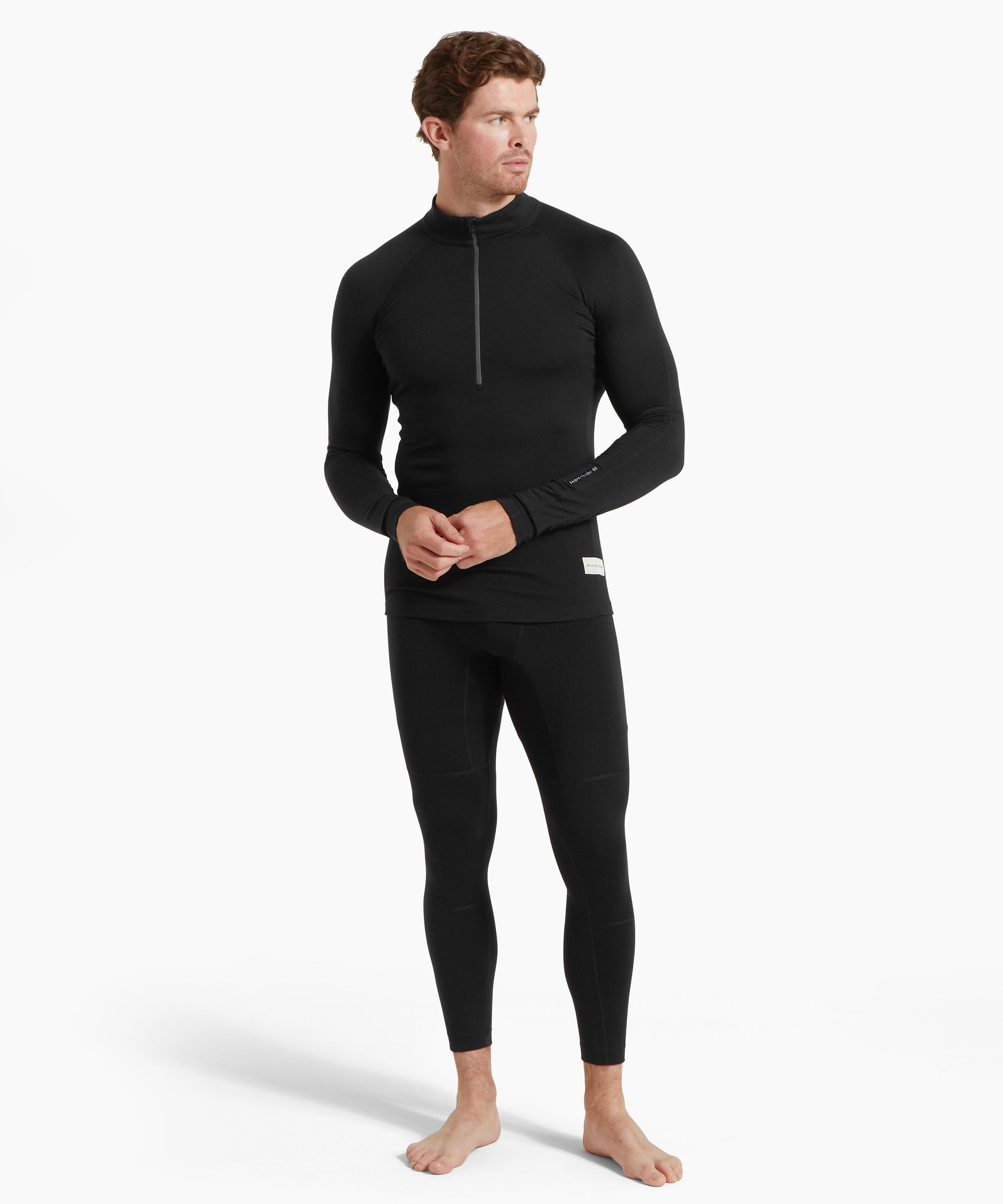 Mens Flatiron 185 Quarter Zip Top - Black
