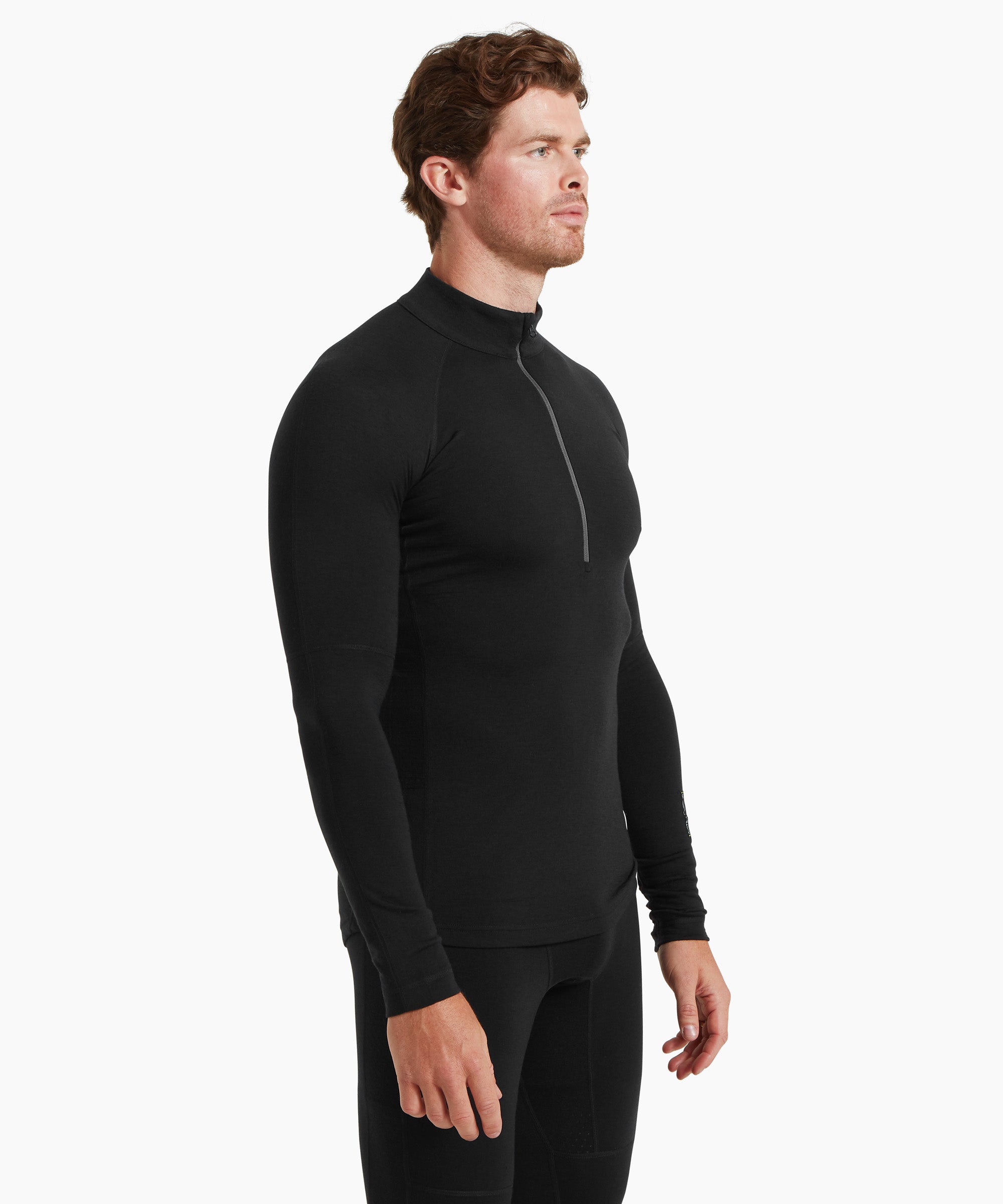 Mens Flatiron 185 Quarter Zip Top - Black