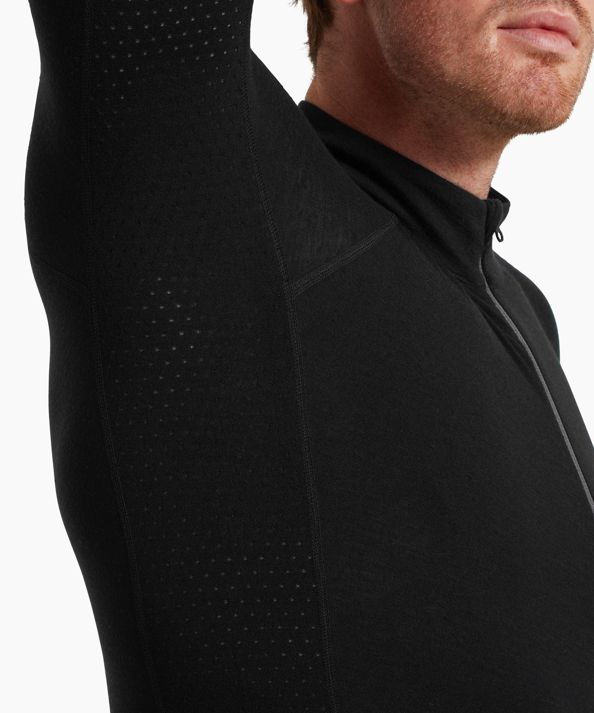 Mens Flatiron 185 Quarter Zip Top - Black