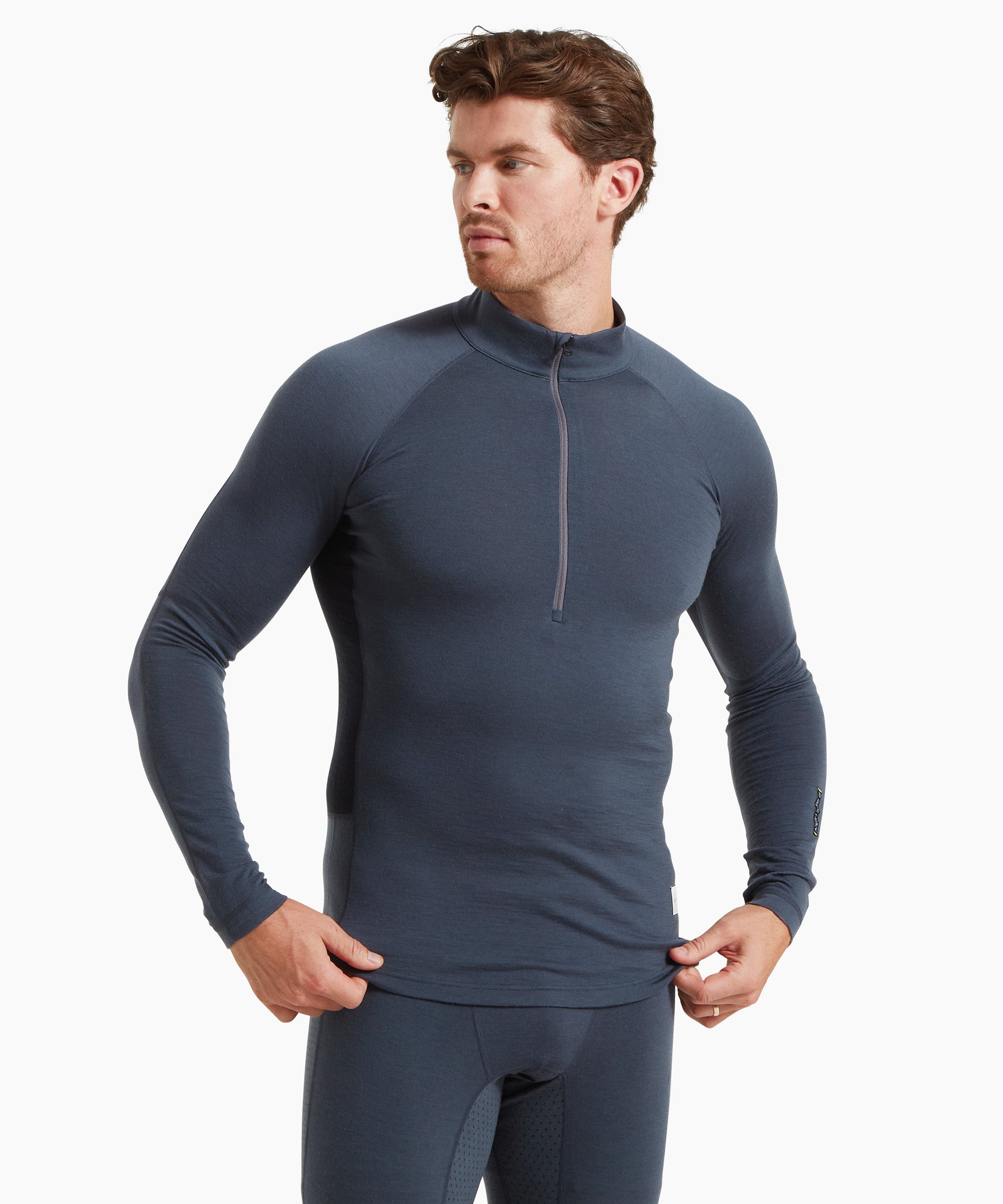 Mens Flatiron 185 Quarter Zip Top - Dusk Blue/Black