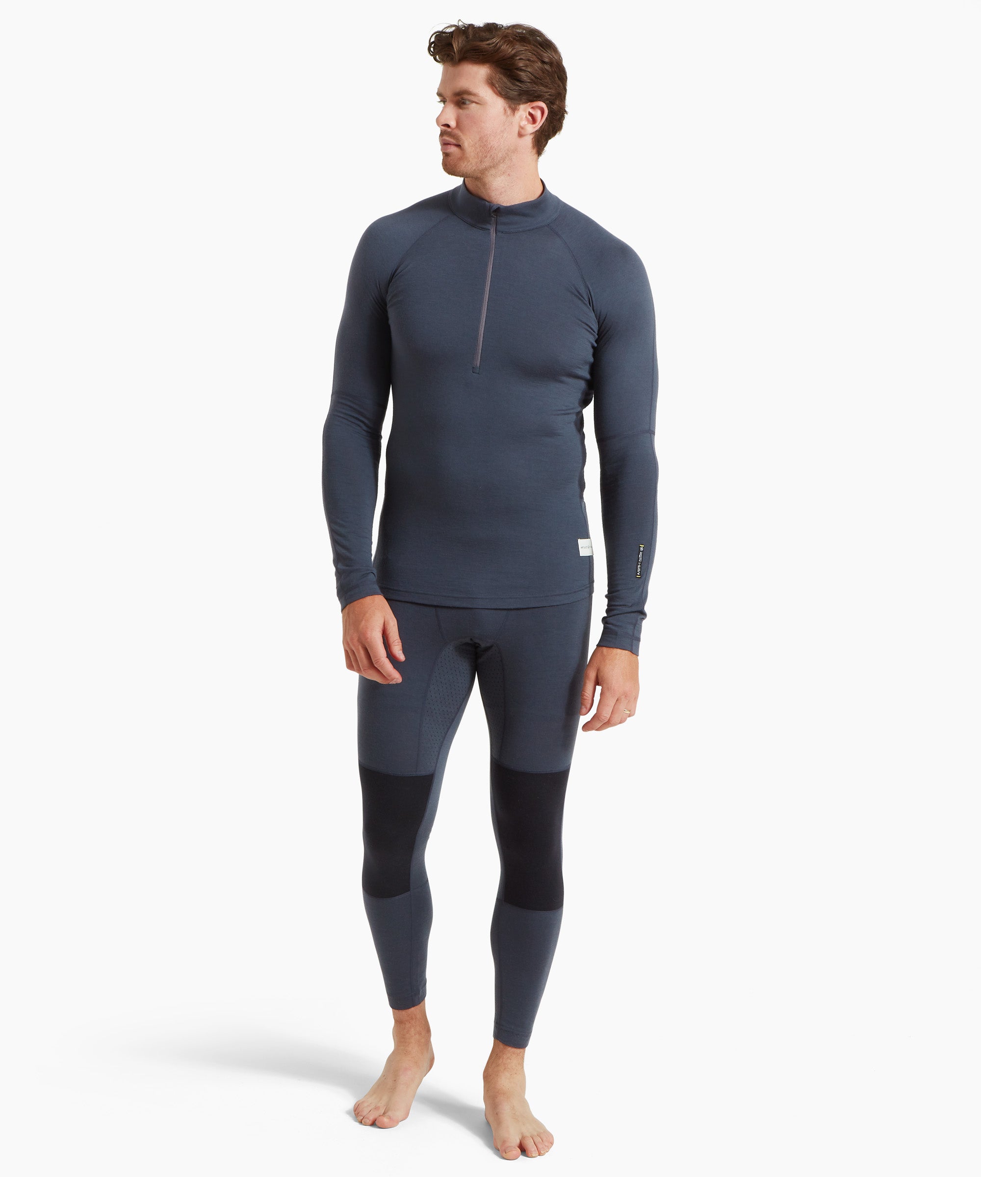 Mens Flatiron 185 Quarter Zip Top - Dusk Blue/Black