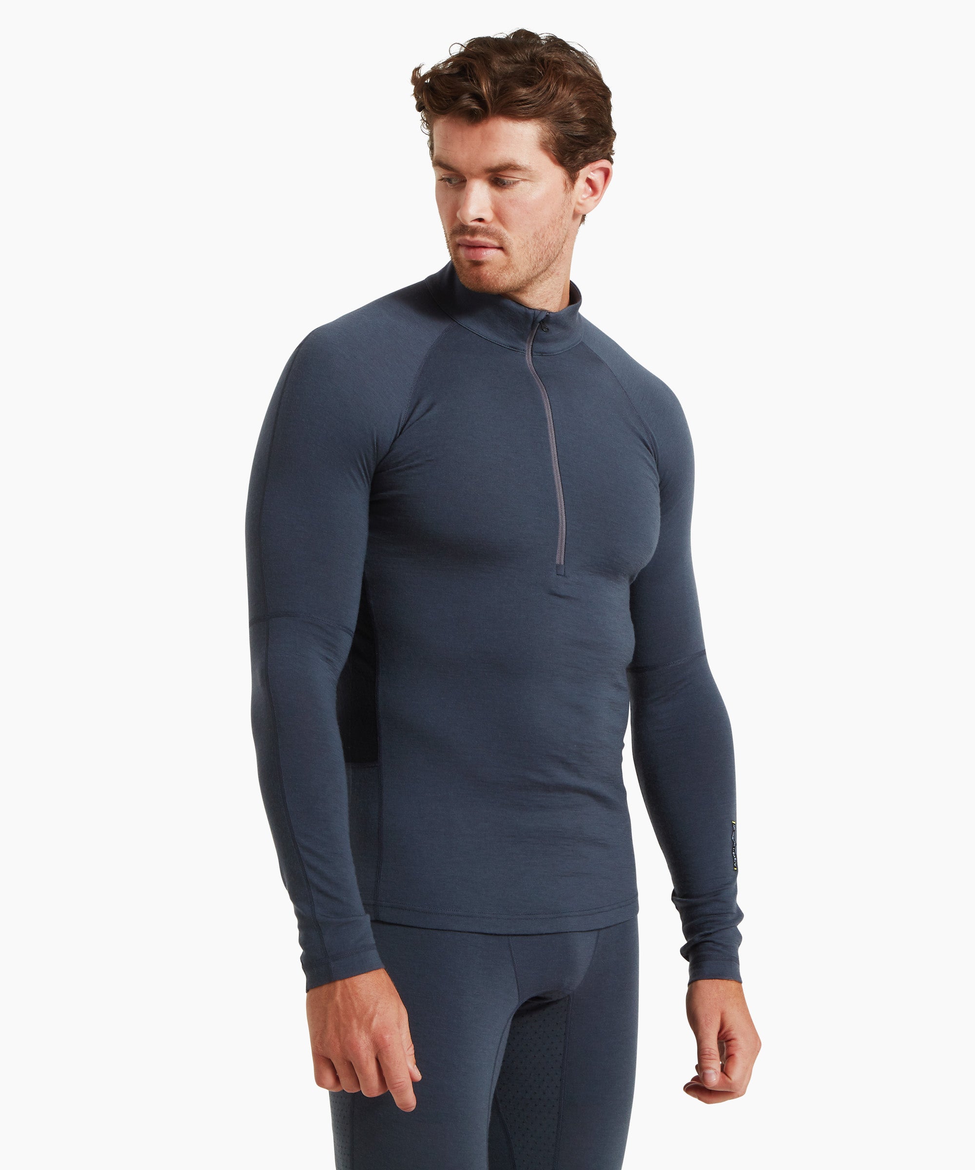 Mens Flatiron 185 Quarter Zip Top - Dusk Blue/Black