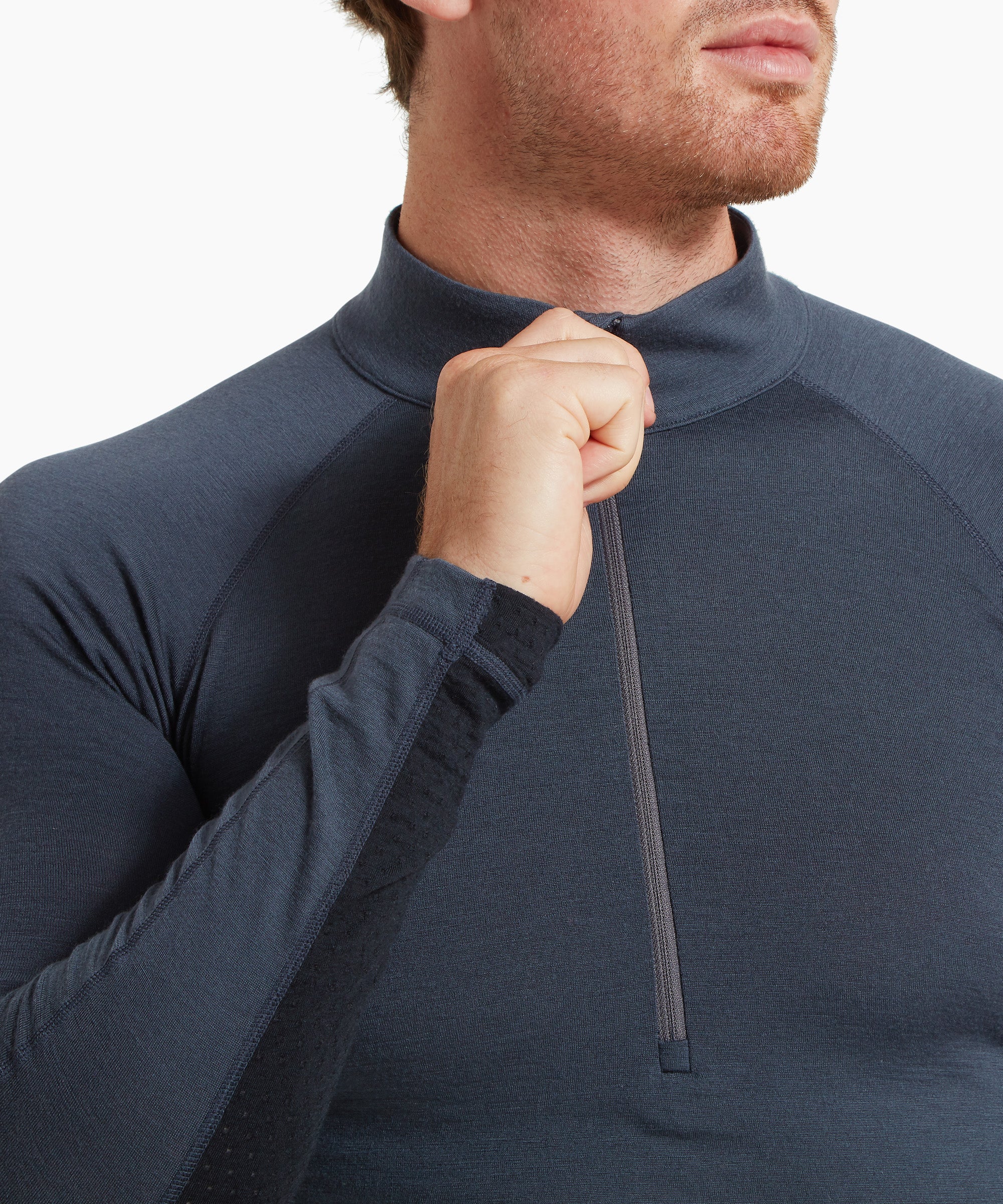 Mens Flatiron 185 Quarter Zip Top - Dusk Blue/Black