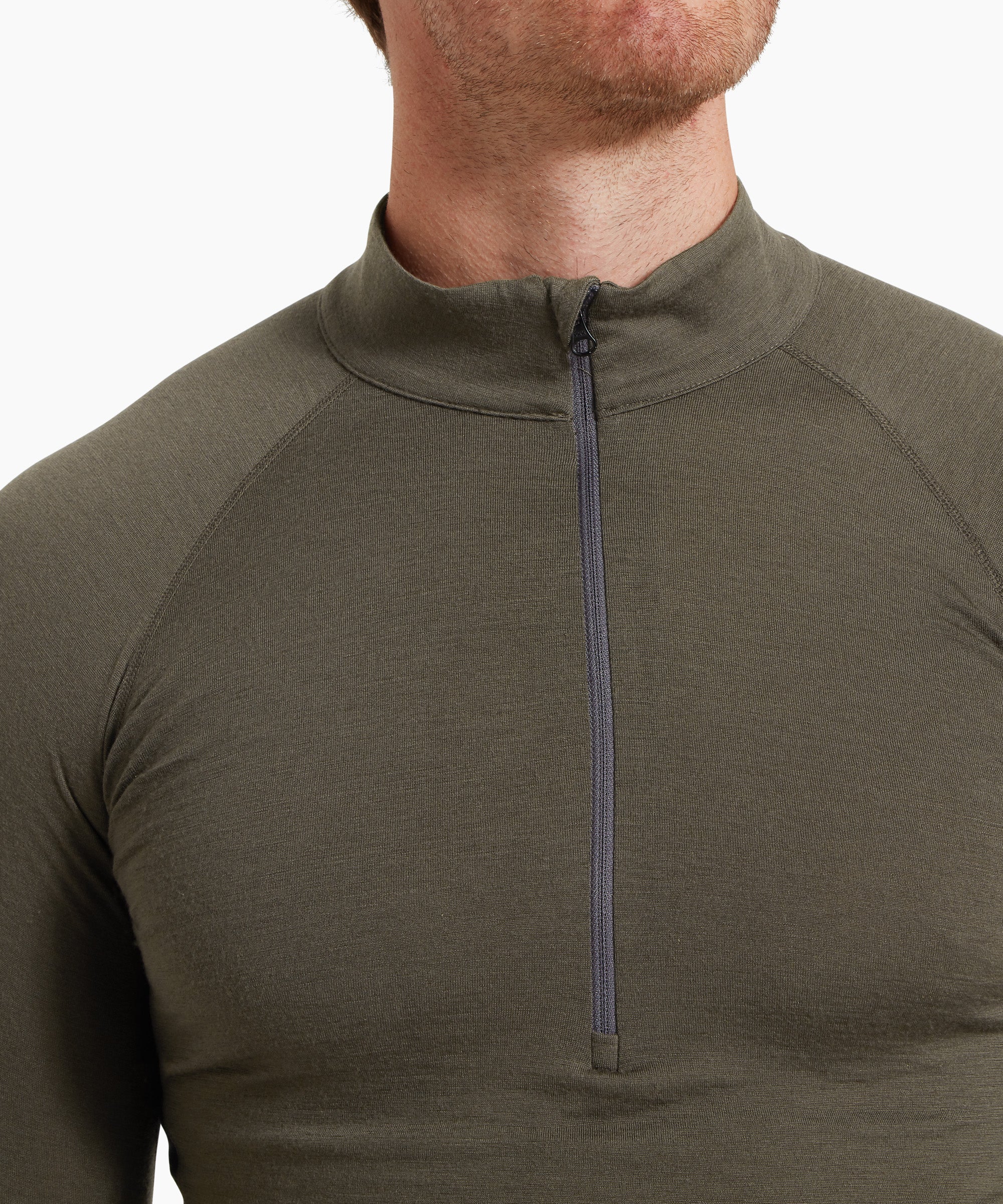 Mens Flatiron 185 Quarter Zip Top - Deep Olive/Black