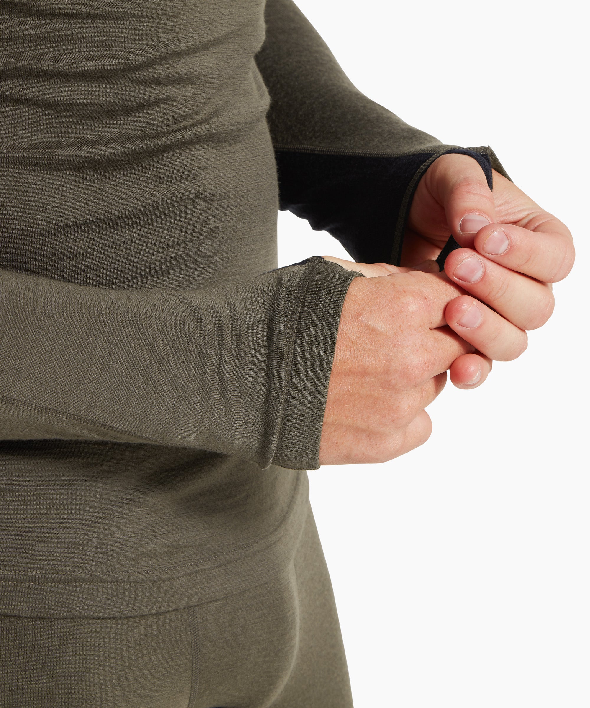 Mens Flatiron 185 Quarter Zip Top - Deep Olive/Black
