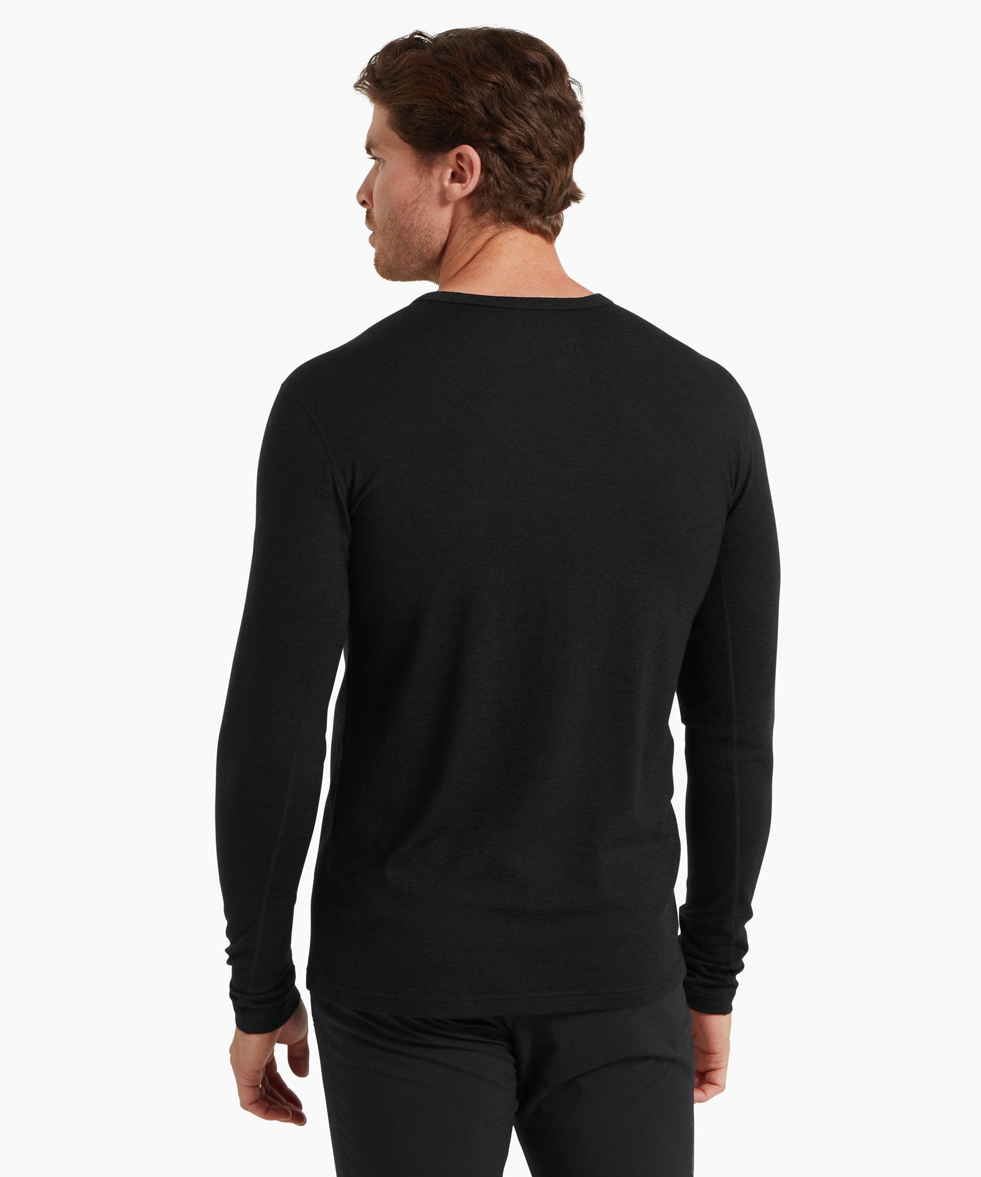 Mens Redstone 185 Long Sleeve Crew - Black