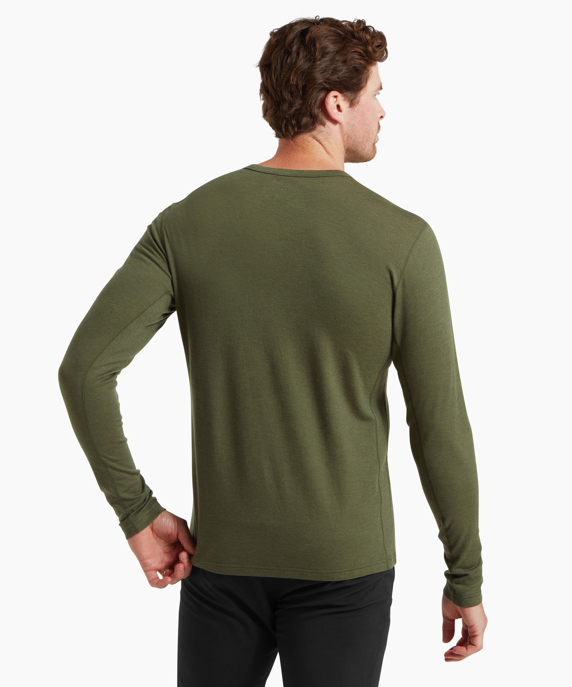 Mens Redstone 185 Long Sleeve Crew - Deep Green