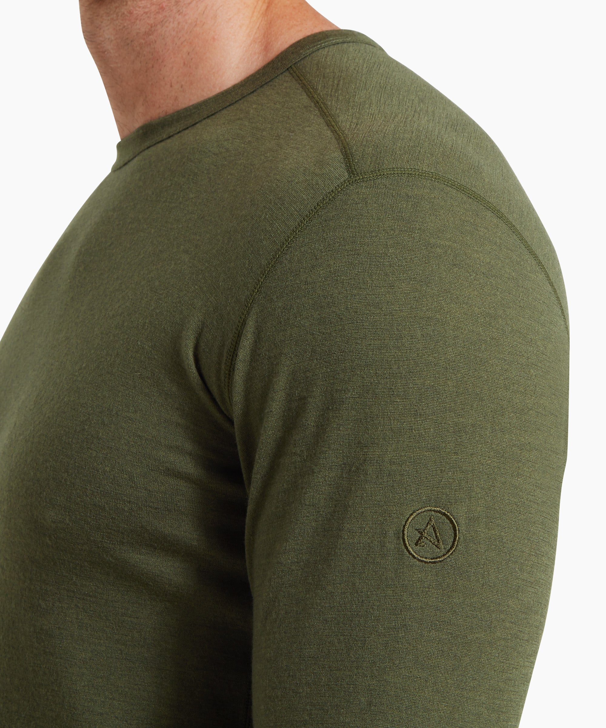 Mens Redstone 185 Long Sleeve Crew - Deep Green