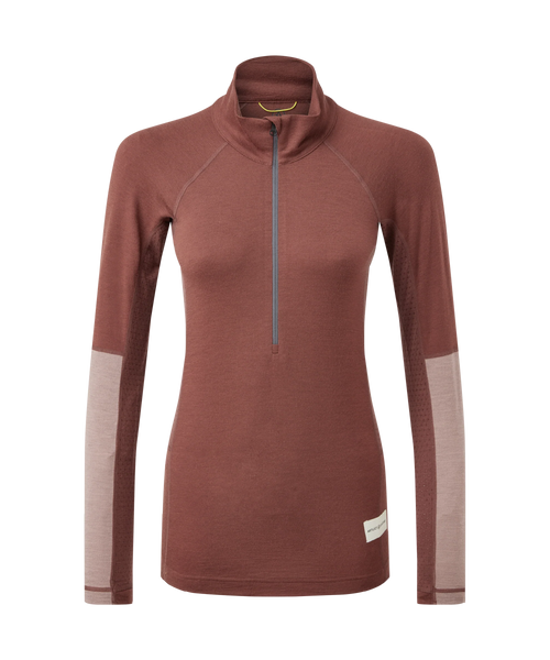 Womens Flatiron 185 Quarter Zip Top Burgundy | Artilect