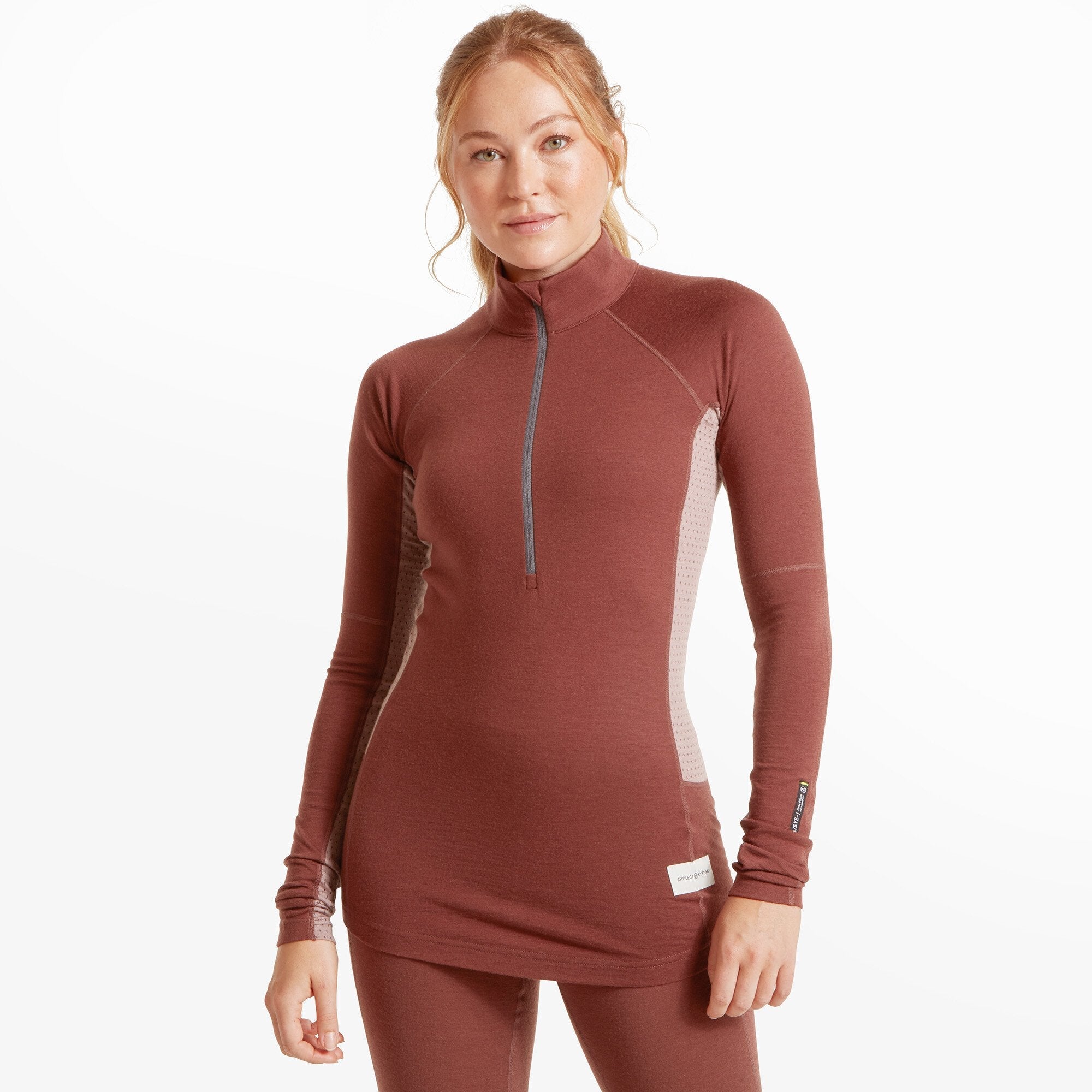 Womens Flatiron 185 Quarter Zip Top Burgundy | Artilect