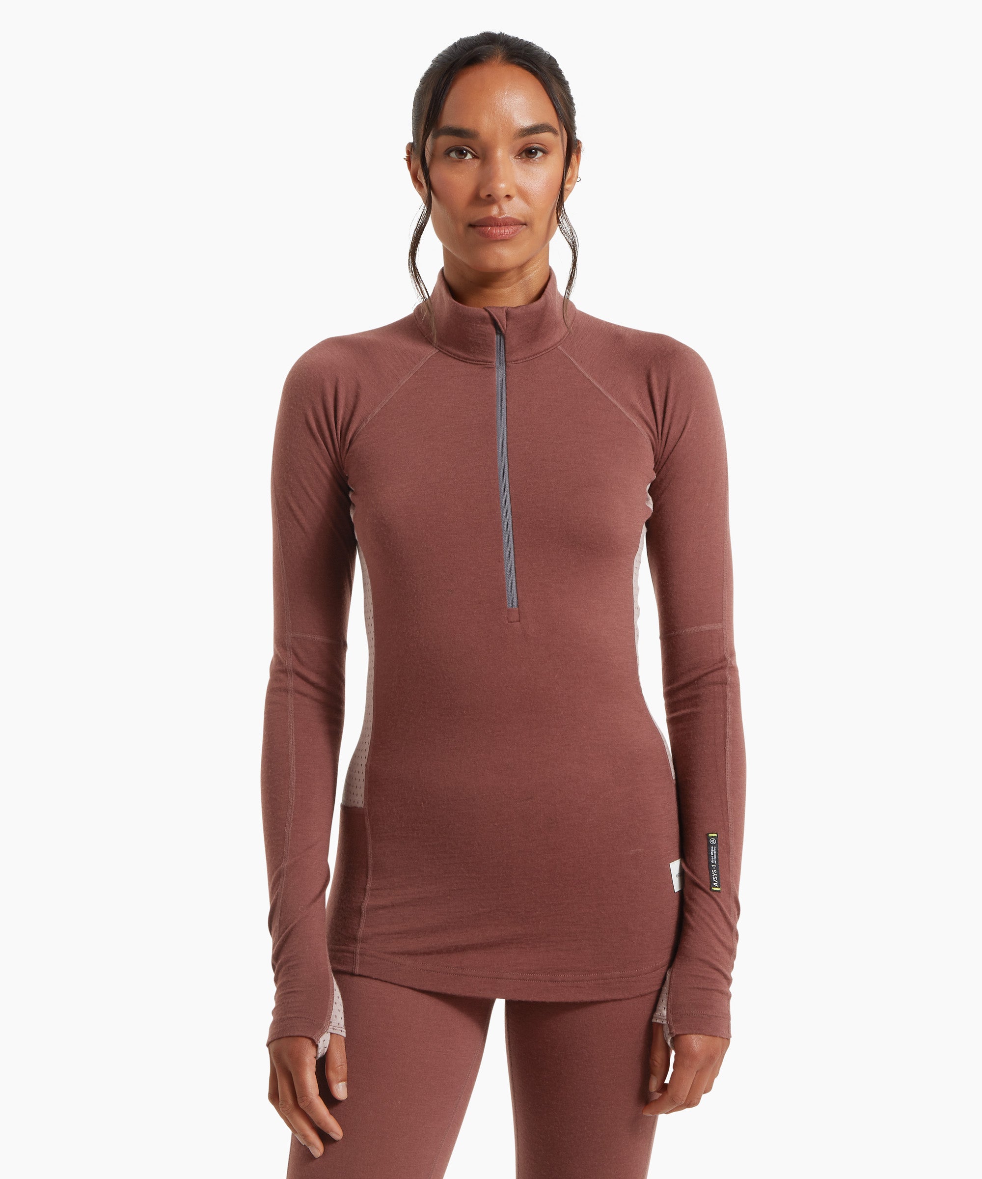 Womens Flatiron 185 Quarter Zip Top Burgundy | Artilect Performance