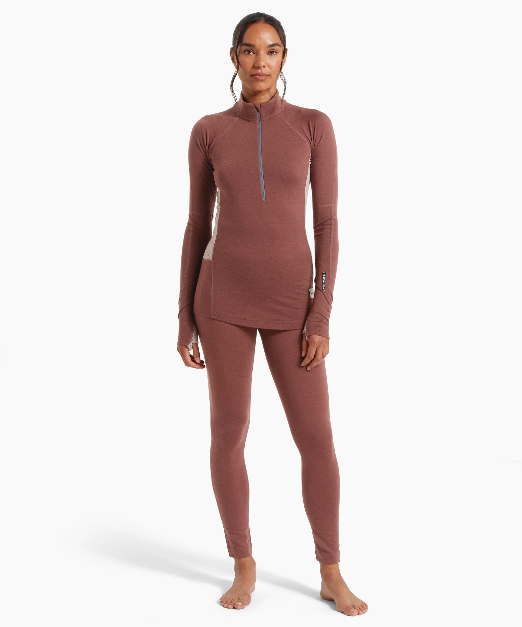 Womens Flatiron 185 Quarter Zip Top Burgundy | Artilect
