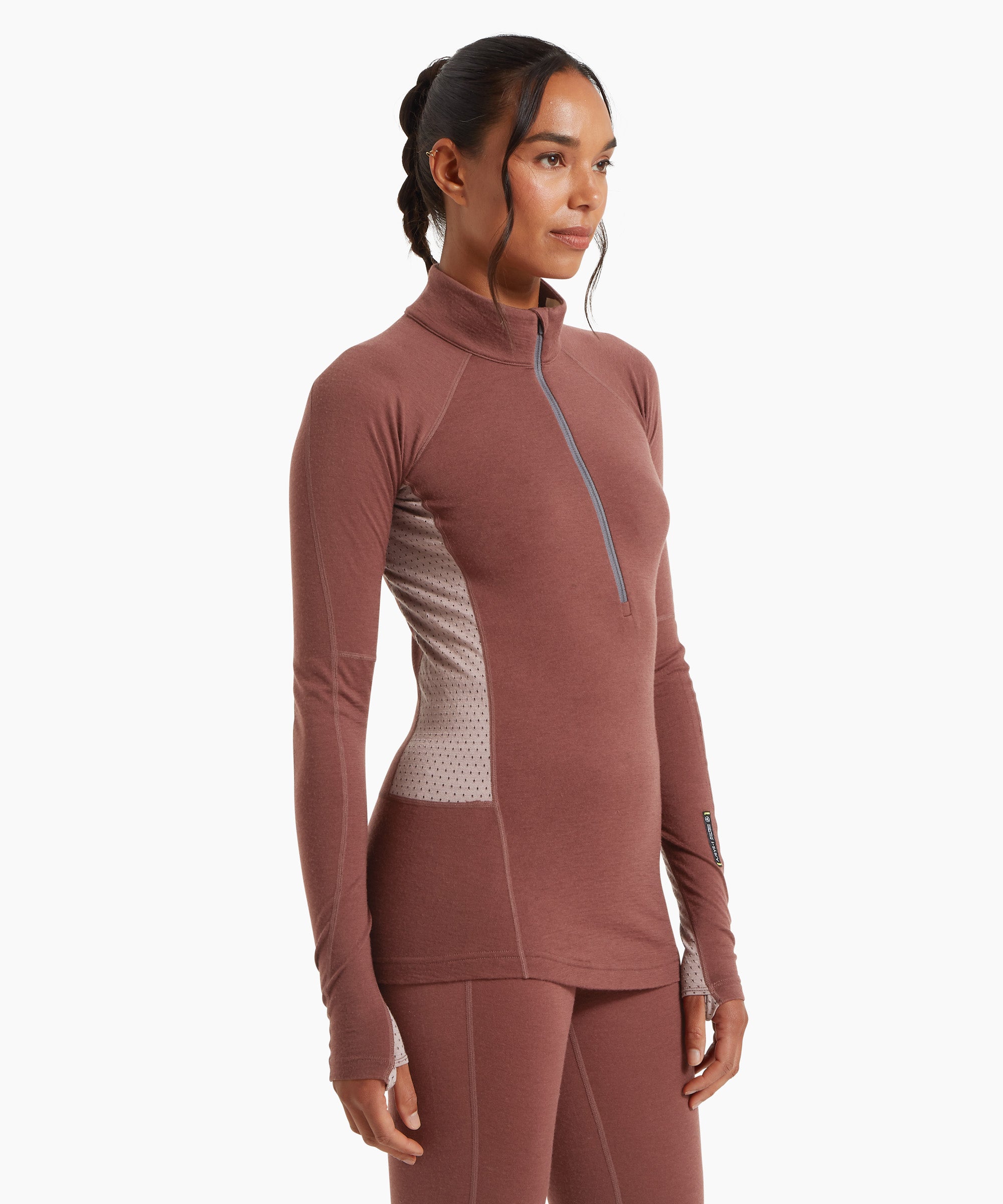 Womens Flatiron 185 Quarter Zip Top Burgundy | Artilect