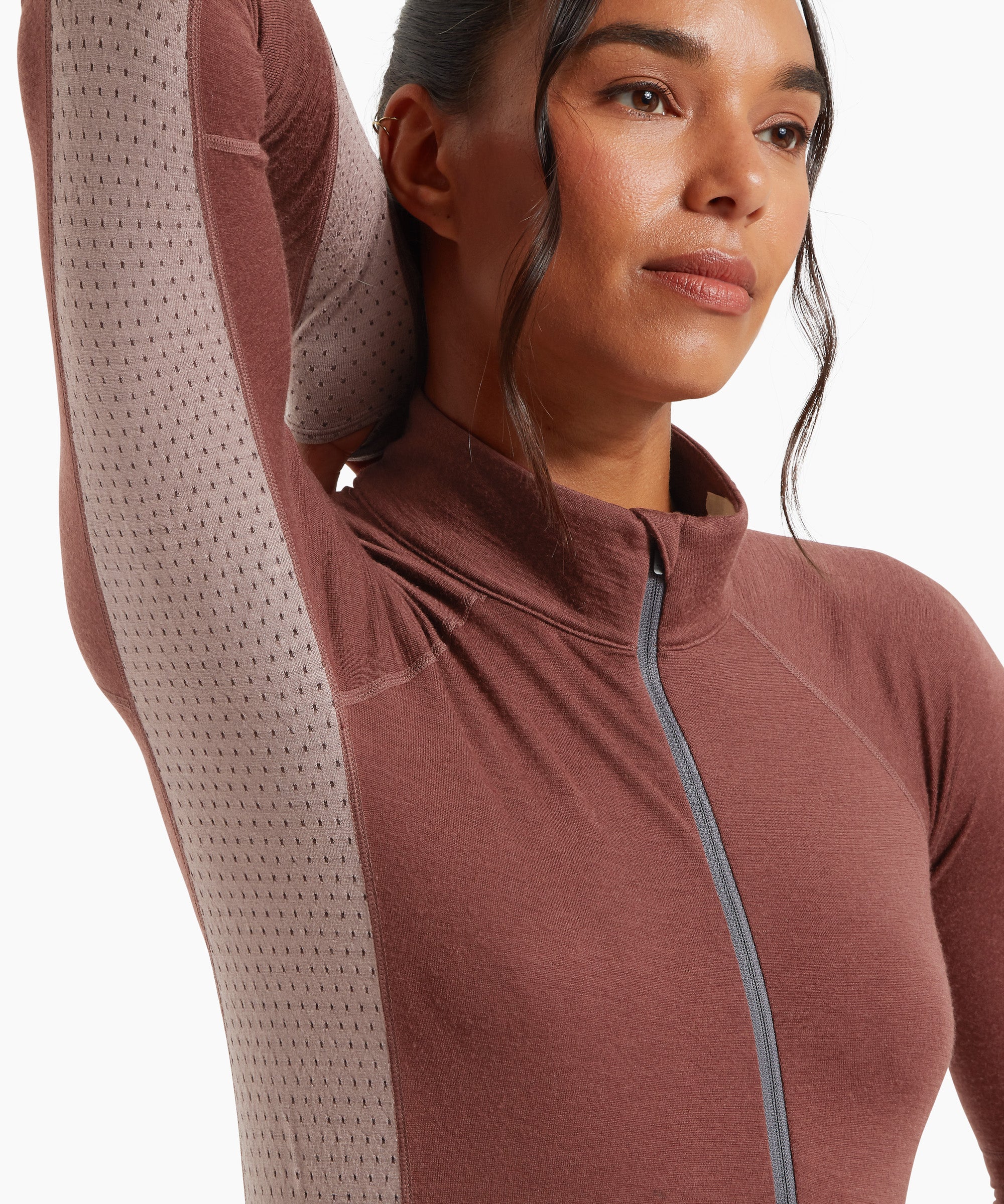 Womens Flatiron 185 Quarter Zip Top Burgundy | Artilect