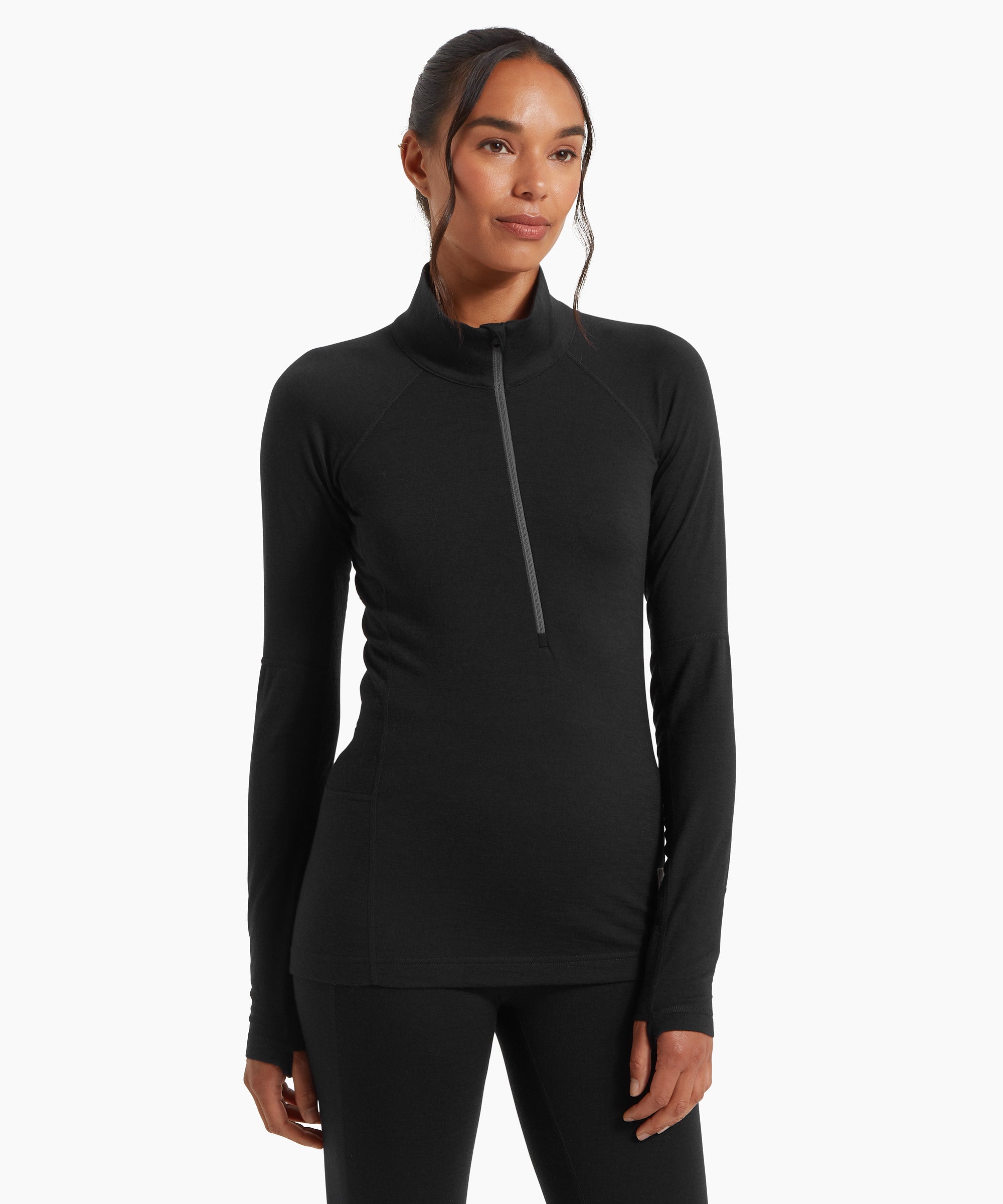 Womens Flatiron 185 Quarter Zip Top - Black