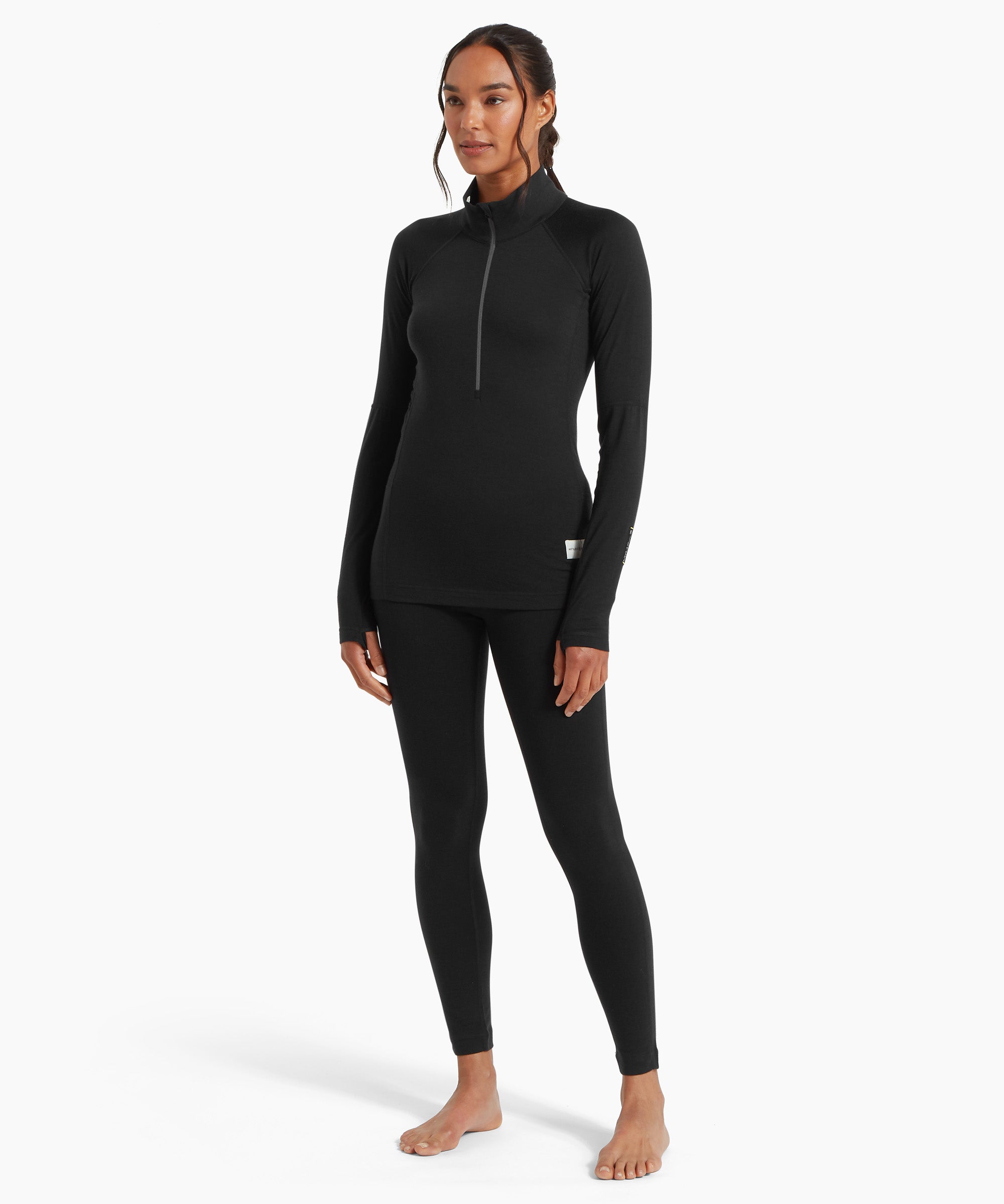 Womens Flatiron 185 Quarter Zip Top - Black