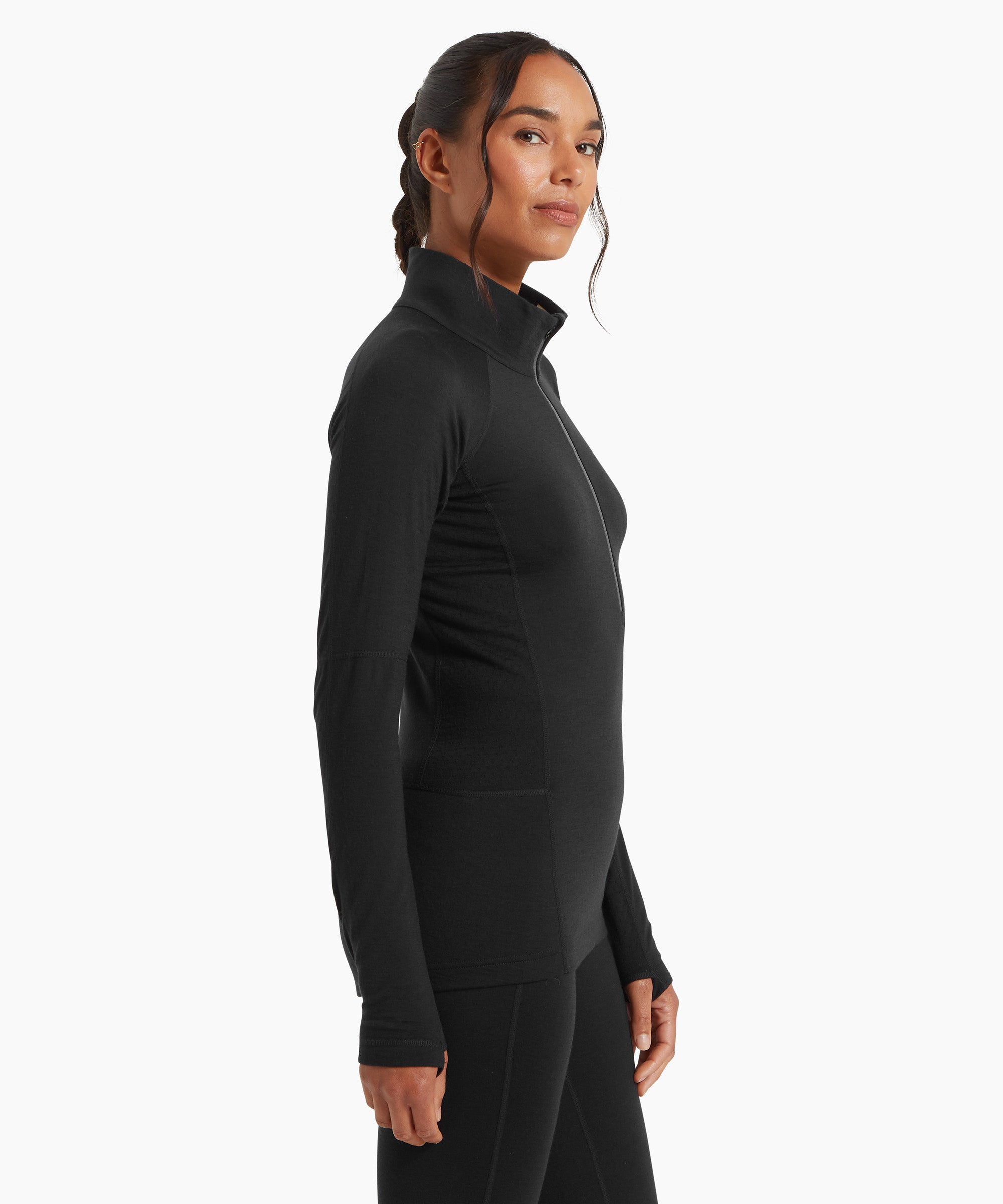 Womens Flatiron 185 Quarter Zip Top - Black