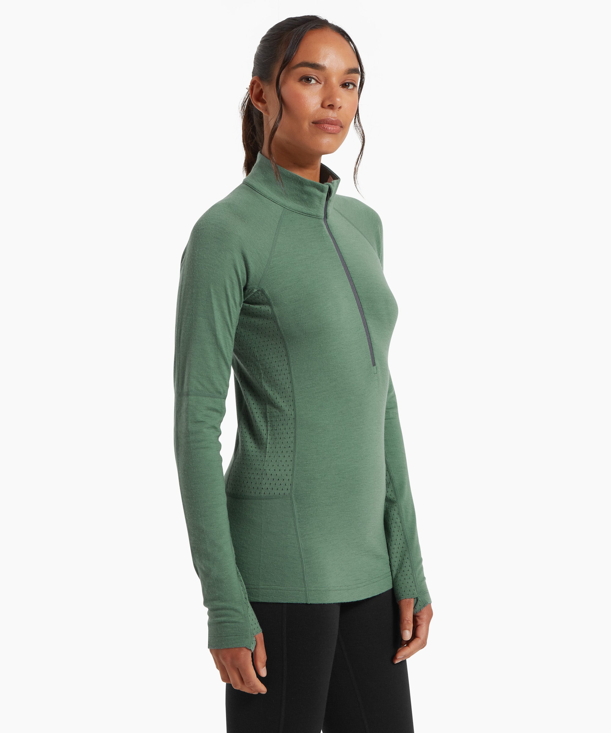 Womens Flatiron 185 Quarter Zip Top - Sagebrush
